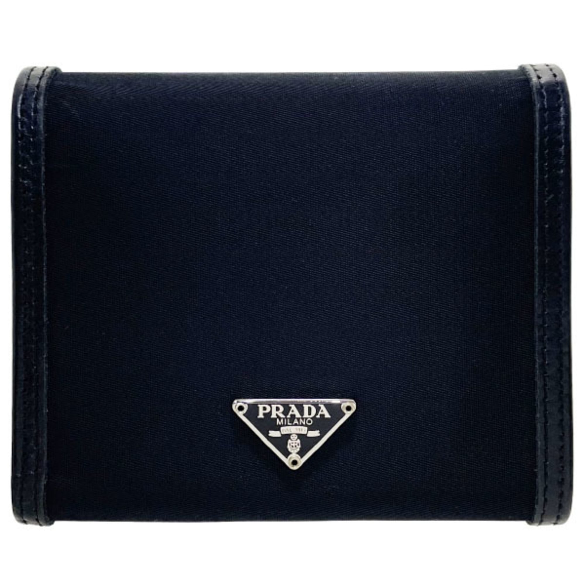 Prada Black Nylon Leather Wallet (Tri-Fold)