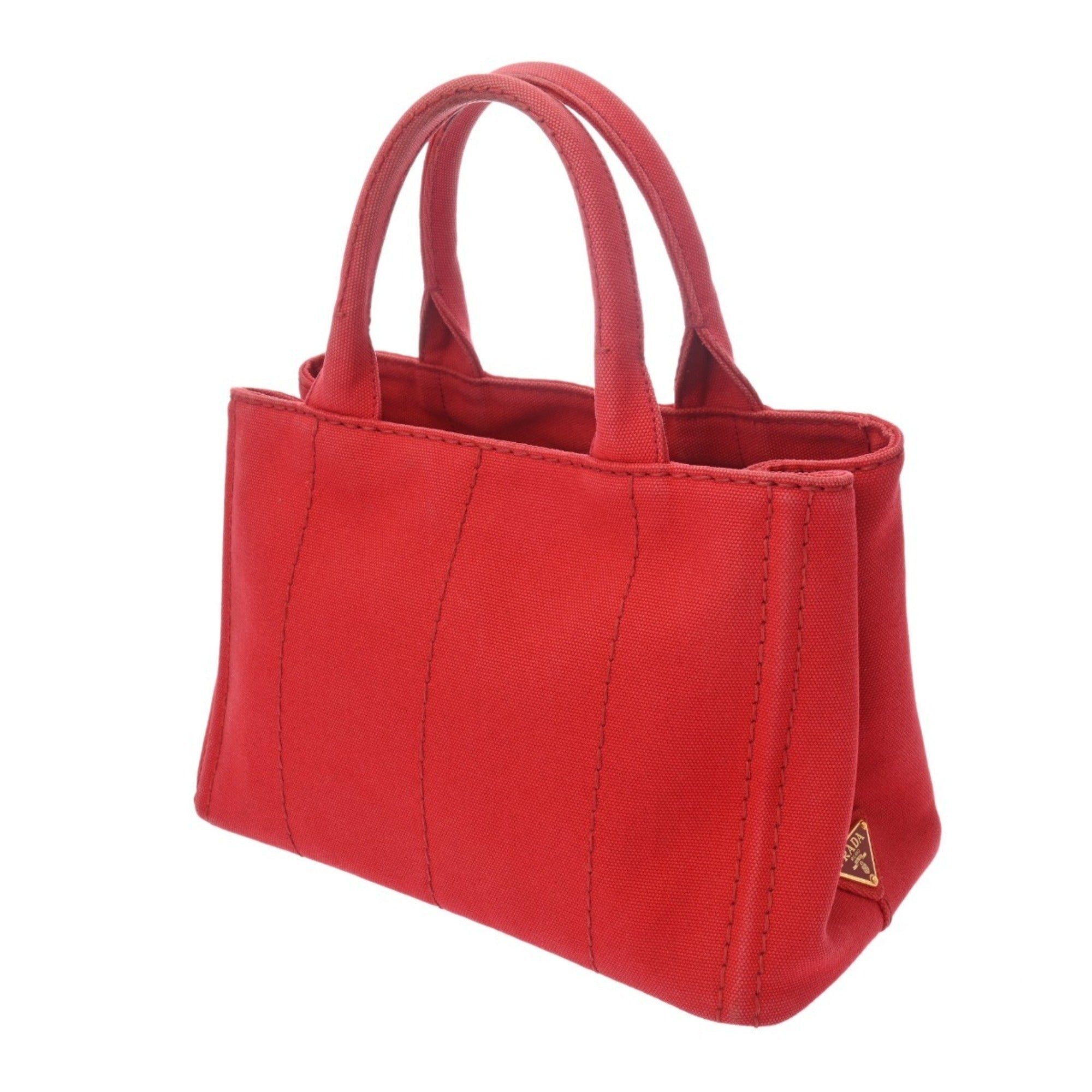 Prada Canapa Red Color Canvas Handbag