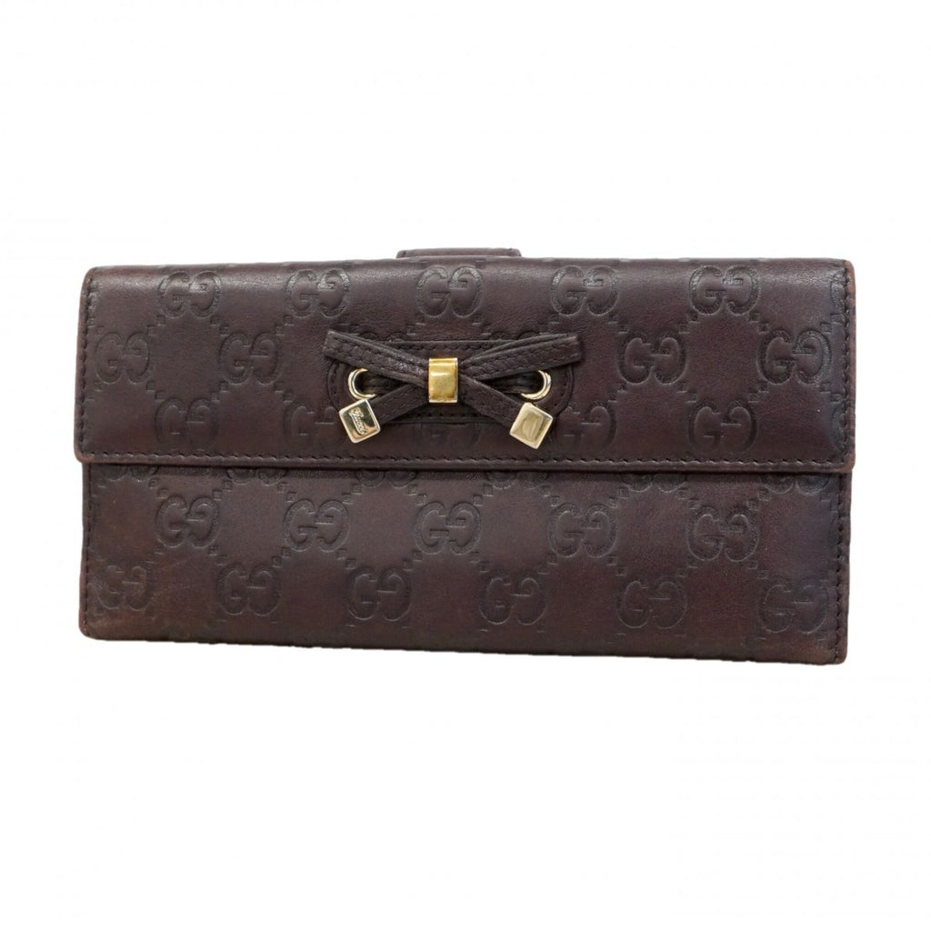 Gucci Brown Leather Long Wallet (Bi-Fold) (Pre-Owned)