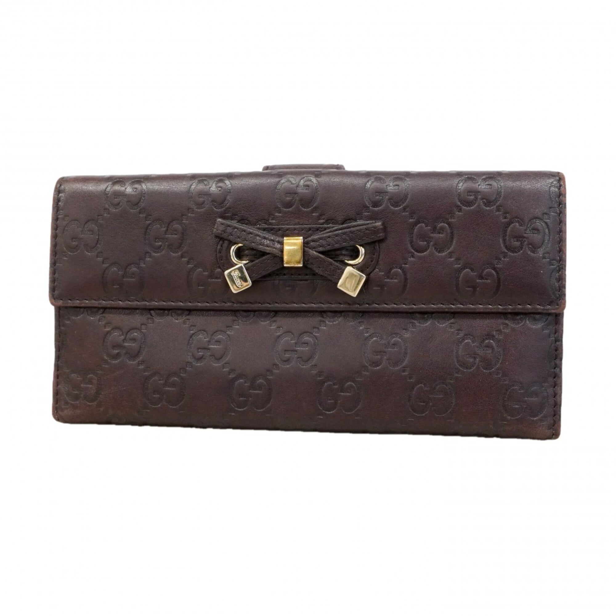 Gucci Brown Leather Long Wallet (Bi-Fold) (Pre-Owned)