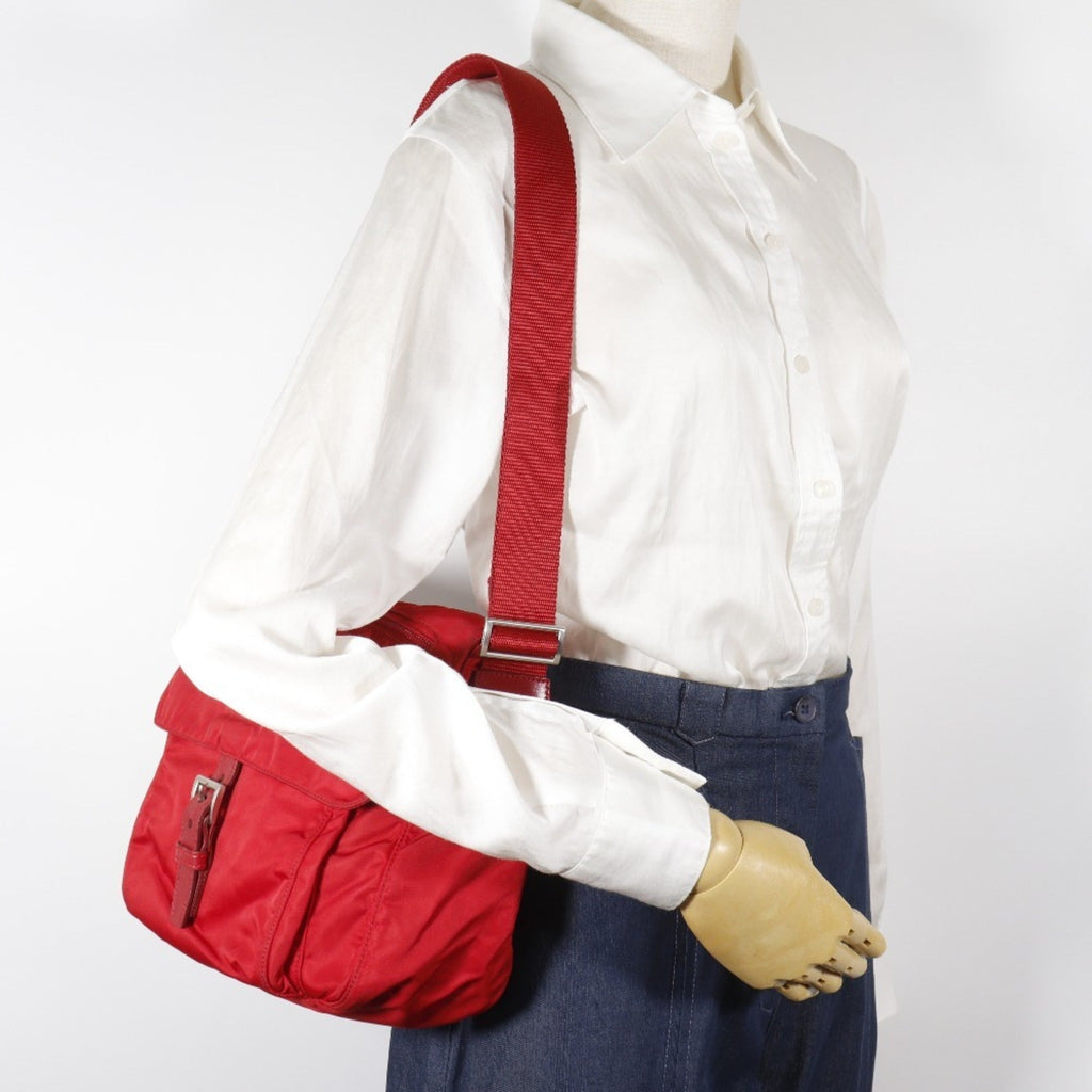 Prada Red Color Nylon Shoulder Bag