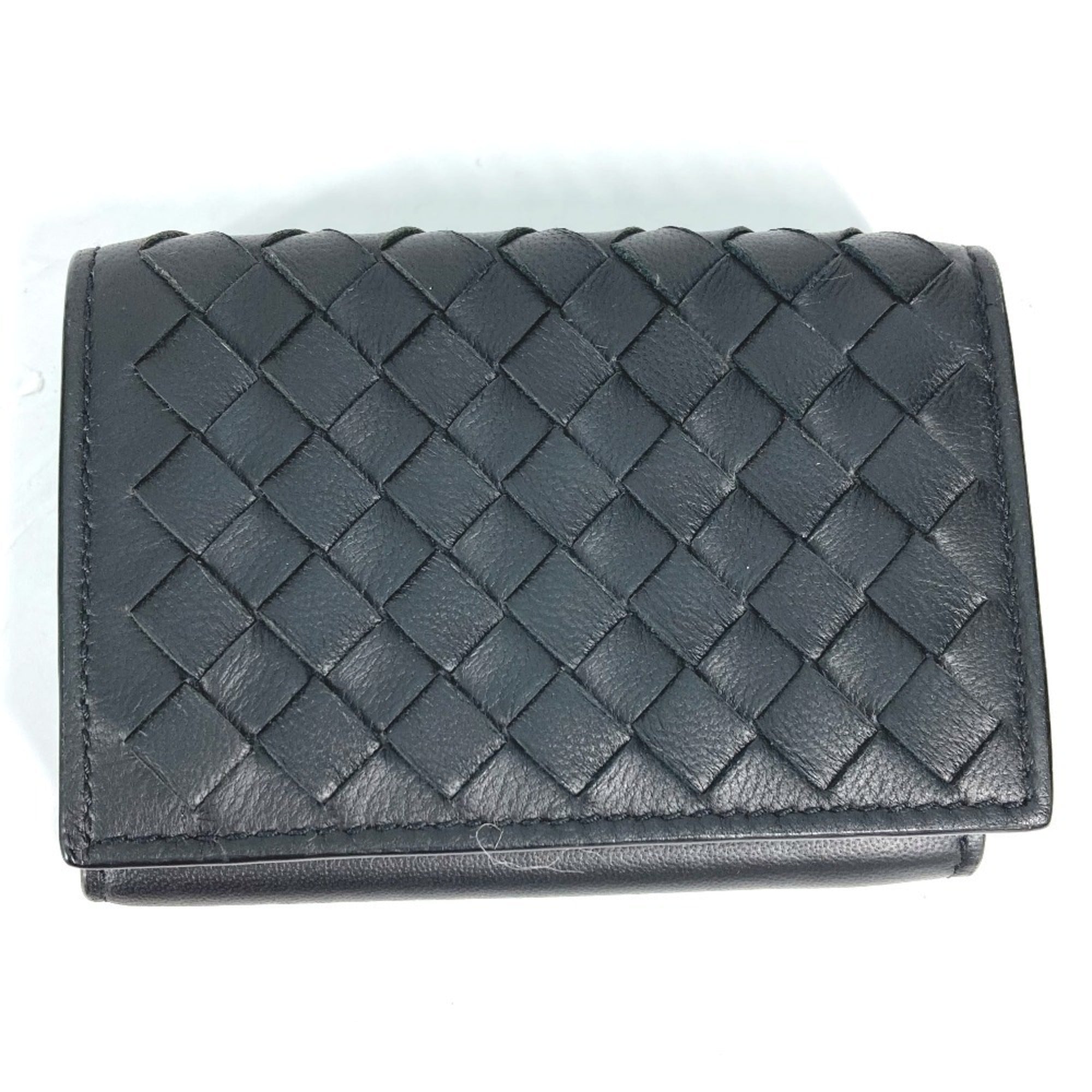 Bottega Veneta Black Intrecciato Wallet (Tri-Fold)