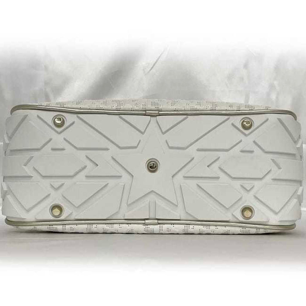 Christian Dior Trotter White Leather Rubber Boston Bag Handbag (Pre-Owned)