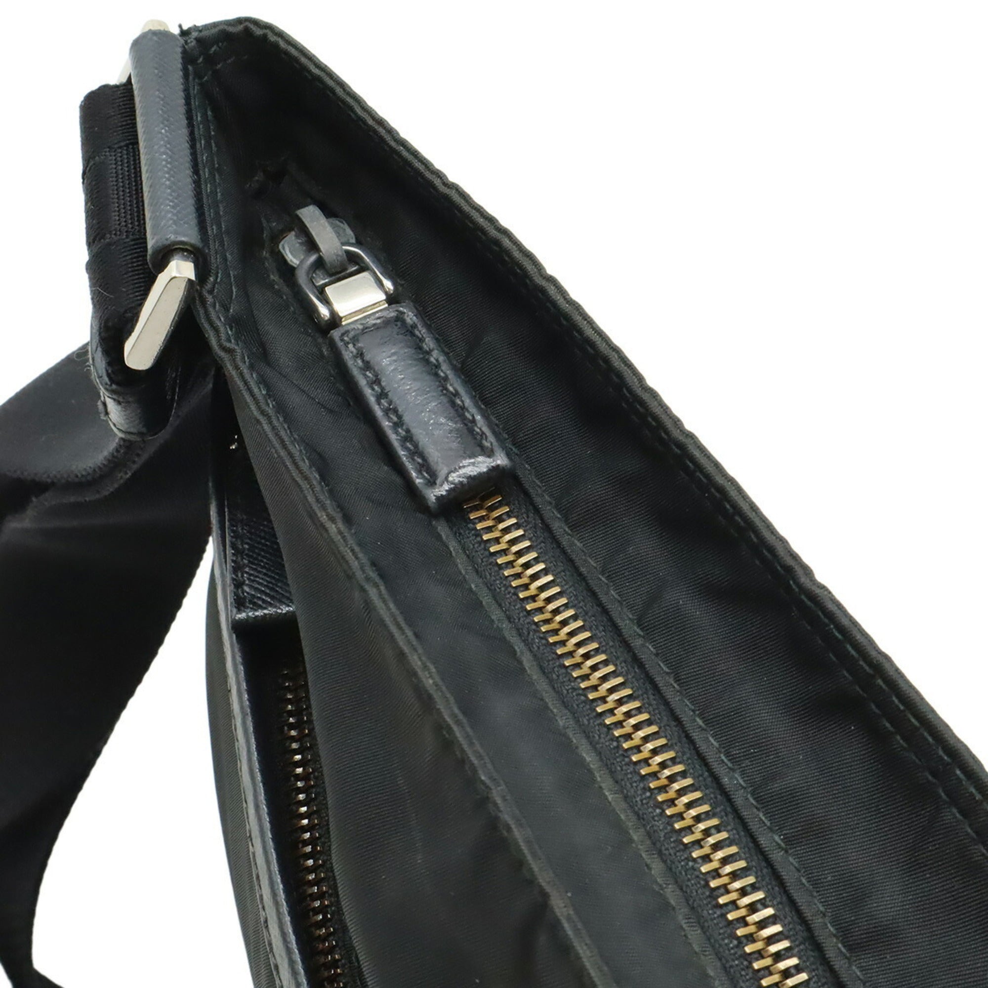 Prada Black Nero Nylon Leather Shoulder Bag