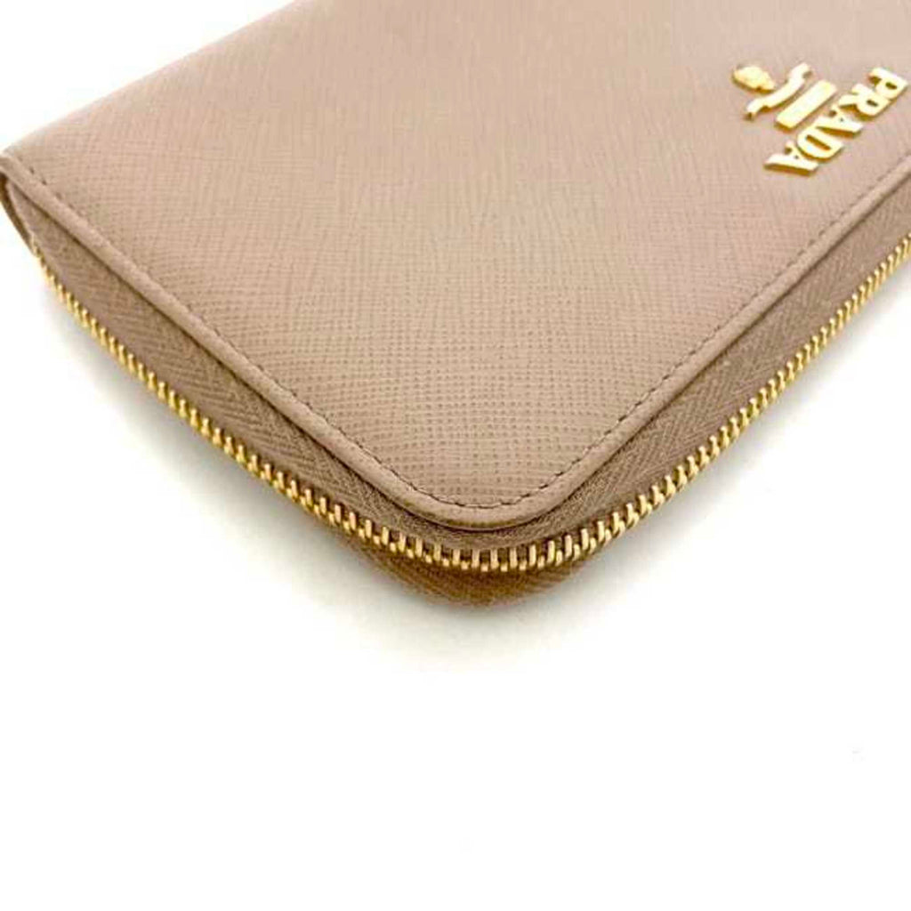 Prada Beige Leather Long Wallet (Bi-Fold)