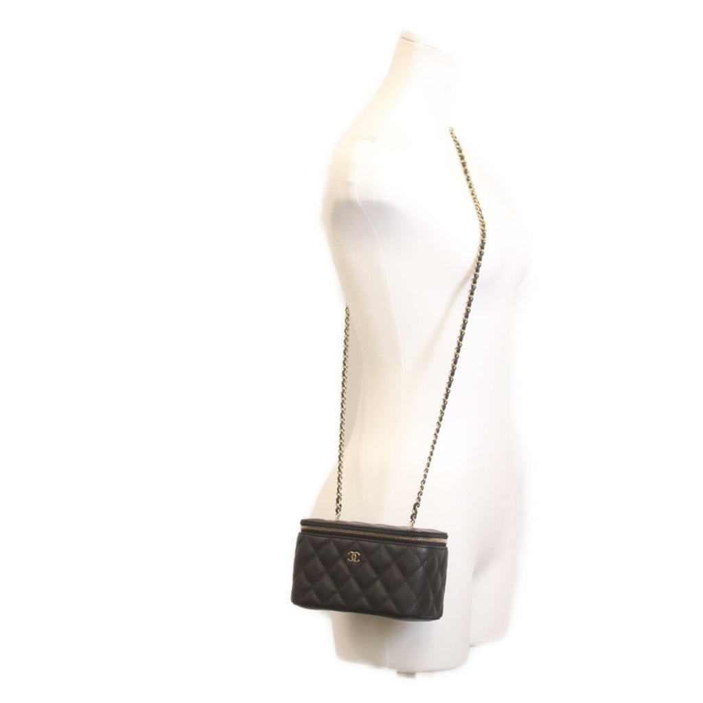 Chanel Black Grained Calfskin Shoulder Bag