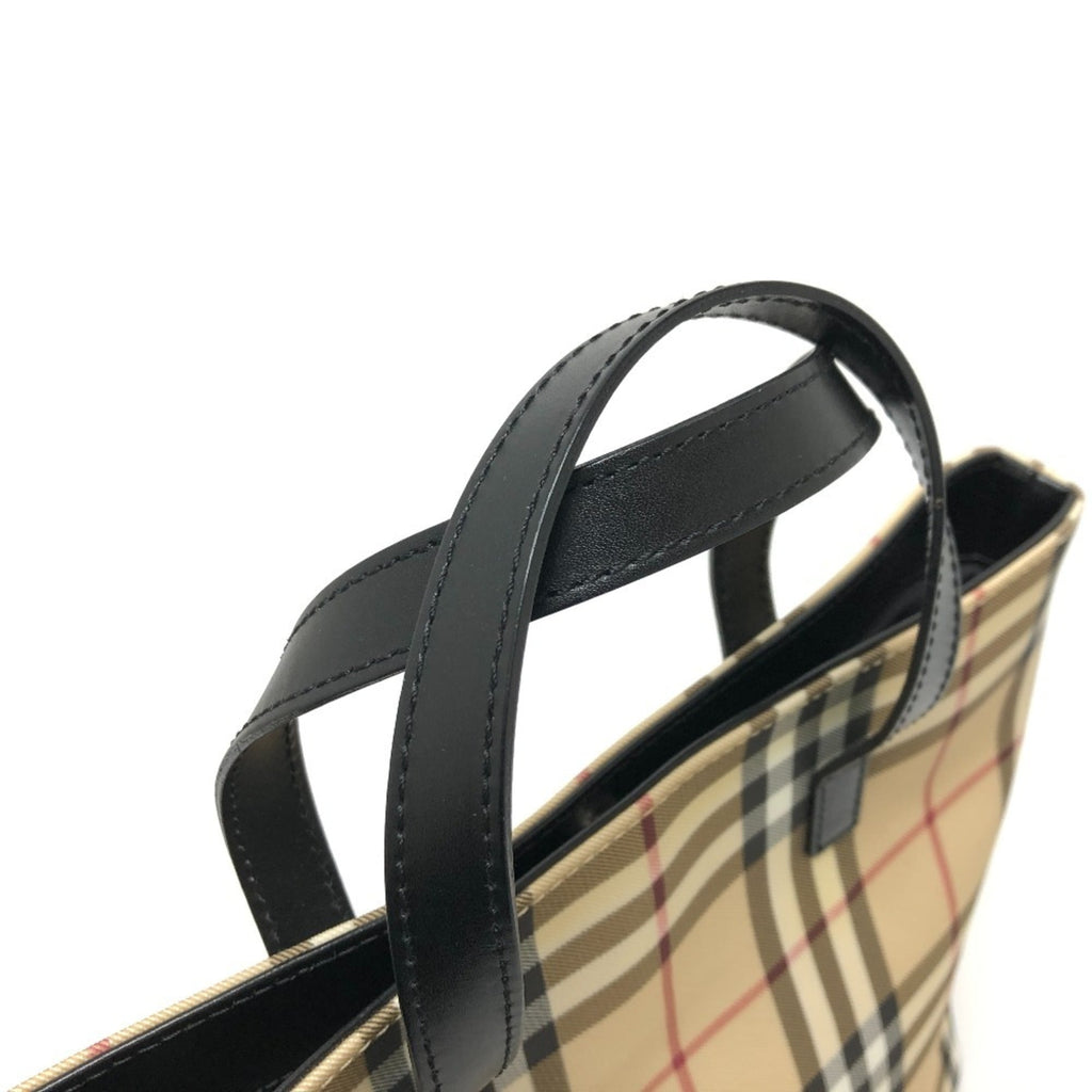 Burberry Beige Black Red Color Pvc Leather Handbag Tote Bag