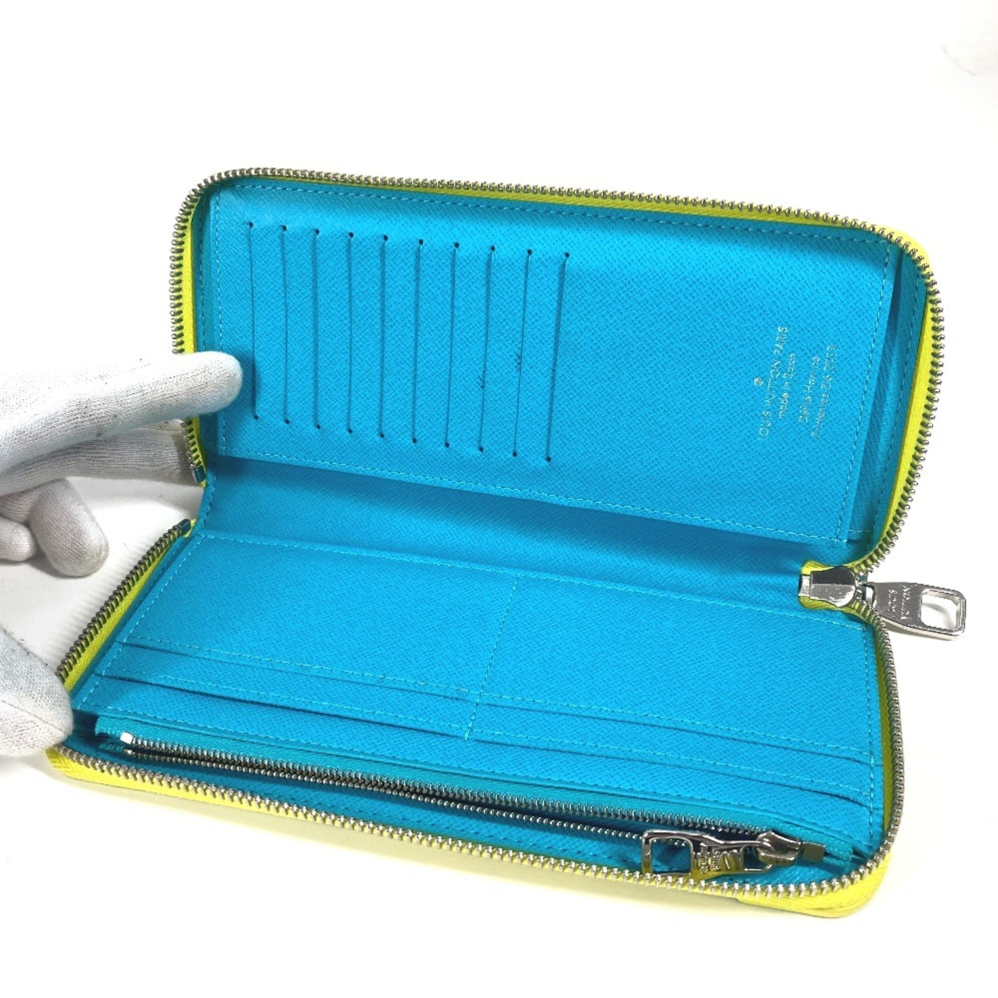 Louis Vuitton Monogram Blue Yellow Monogram Leather Long Wallet