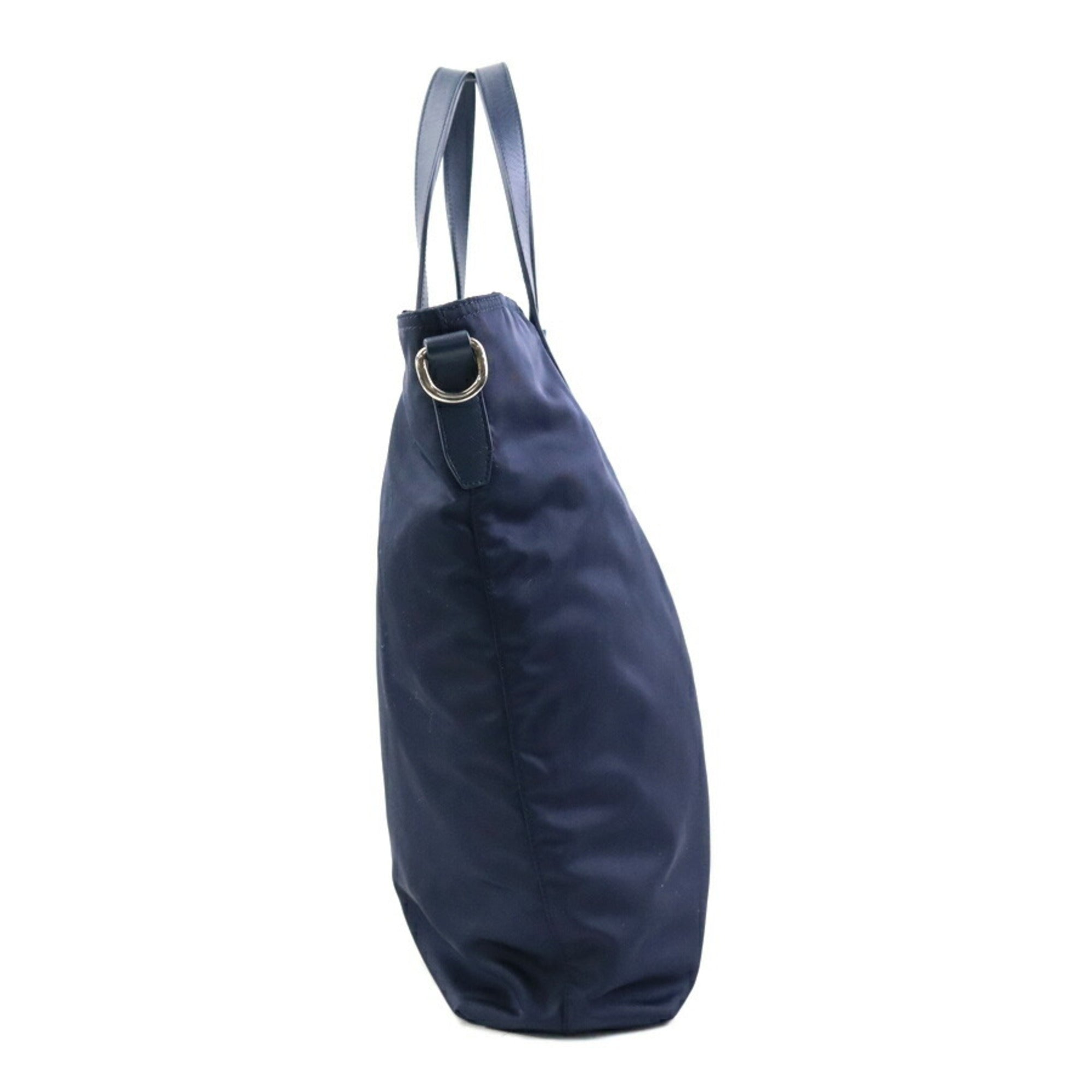 Prada Navy Nylon Leather Handbag Shoulder Bag