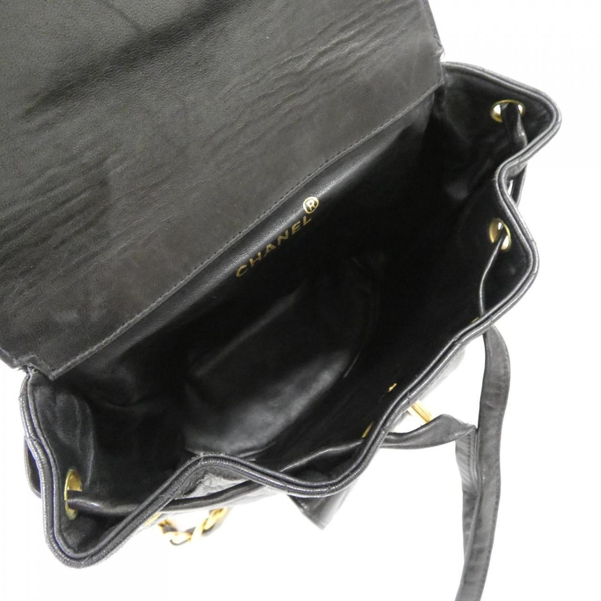 Chanel Black Leather Backpack