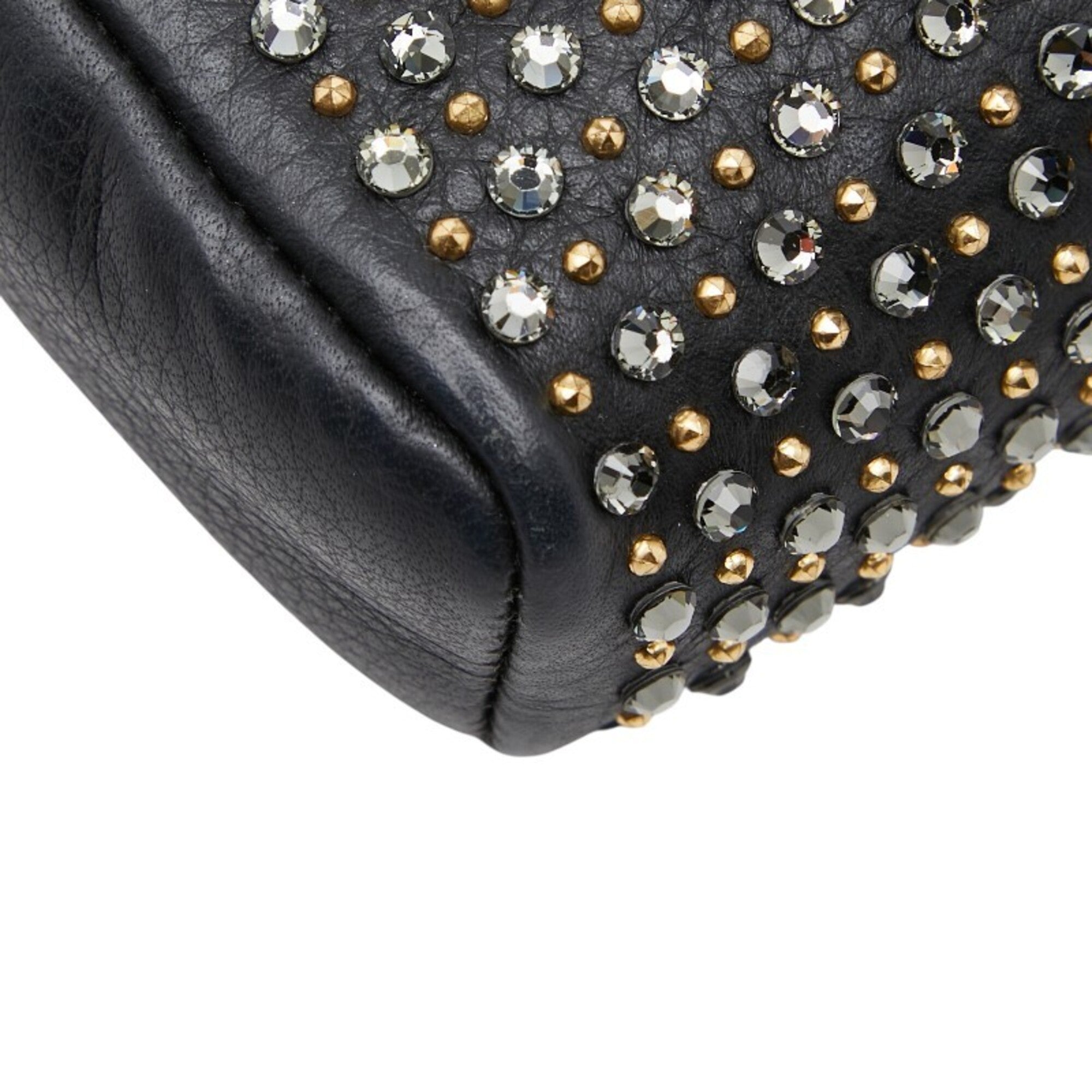 Chanel Black Leather Rhinestone Handbag