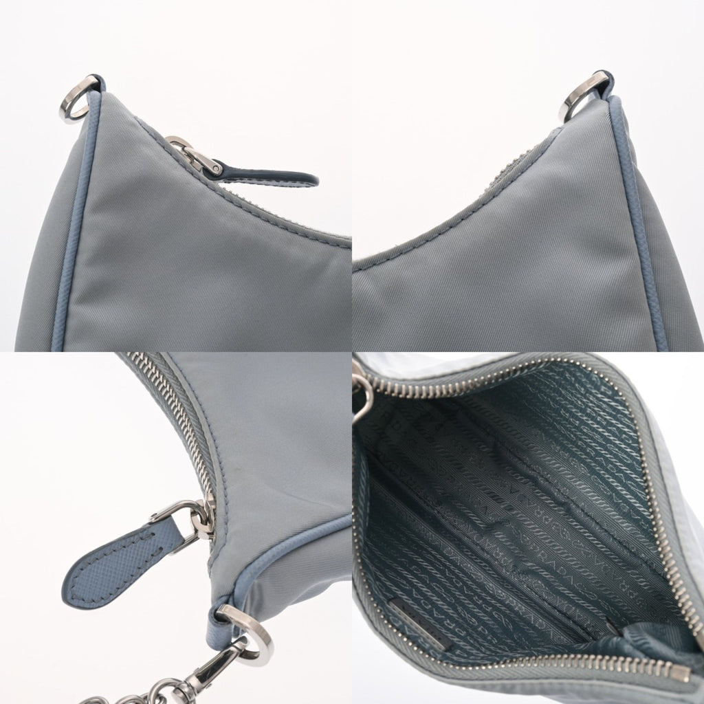 Prada Blue Light Blue Gray Nylon Shoulder Bag