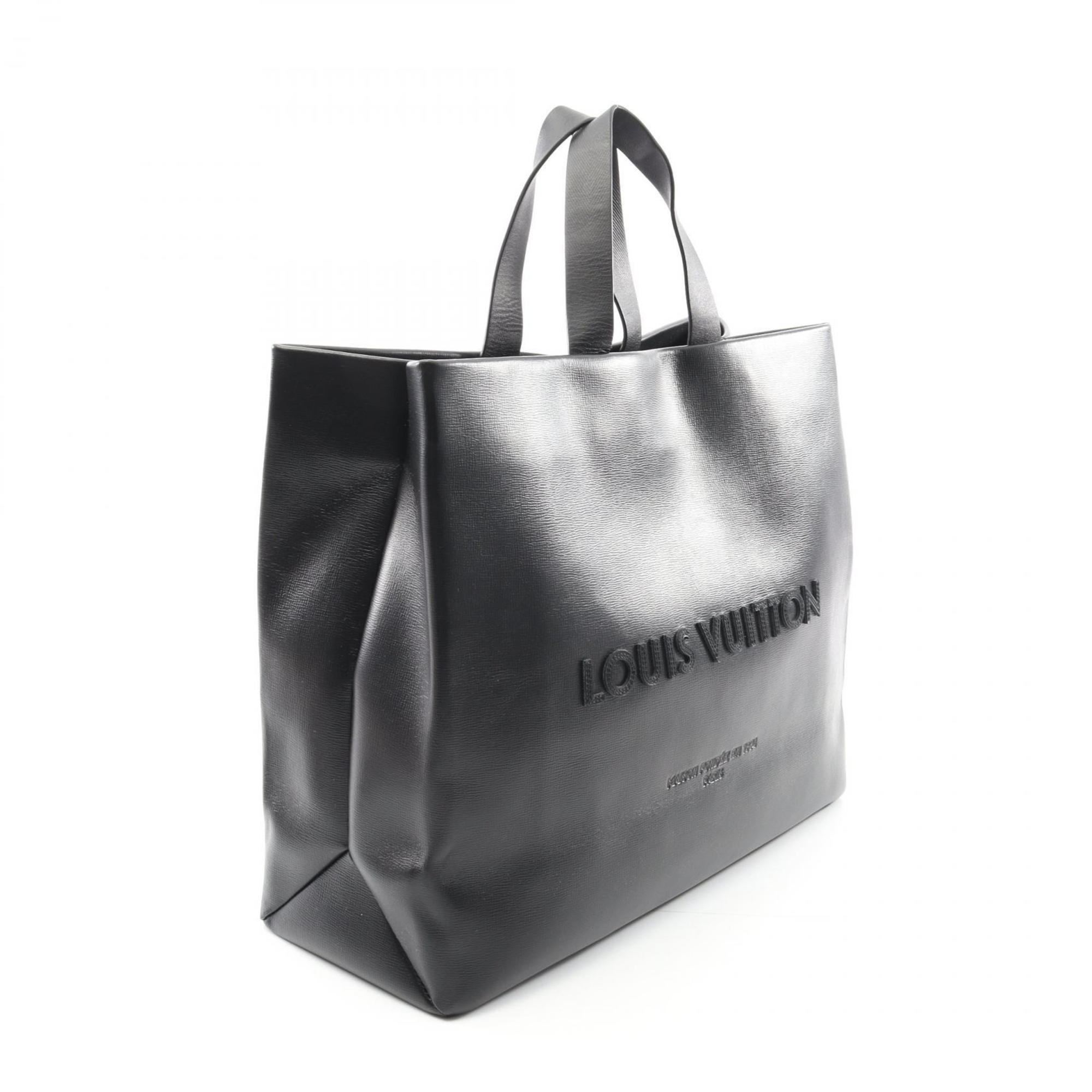 Louis Vuitton Black Leather Tote Bag