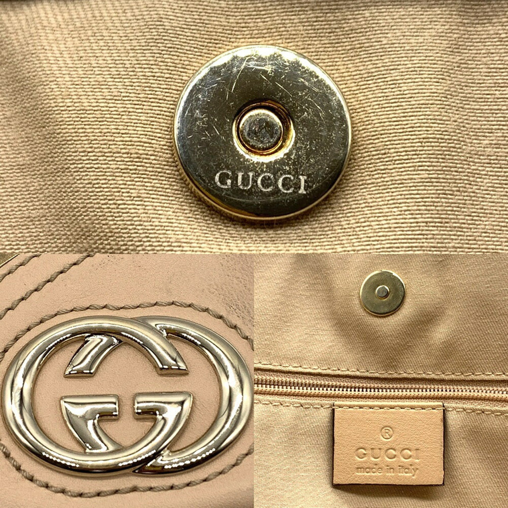 Gucci Gg Canvas Beige Khaki Pink Beige Gg Canvas Leather Tote Bag (Pre-Owned)