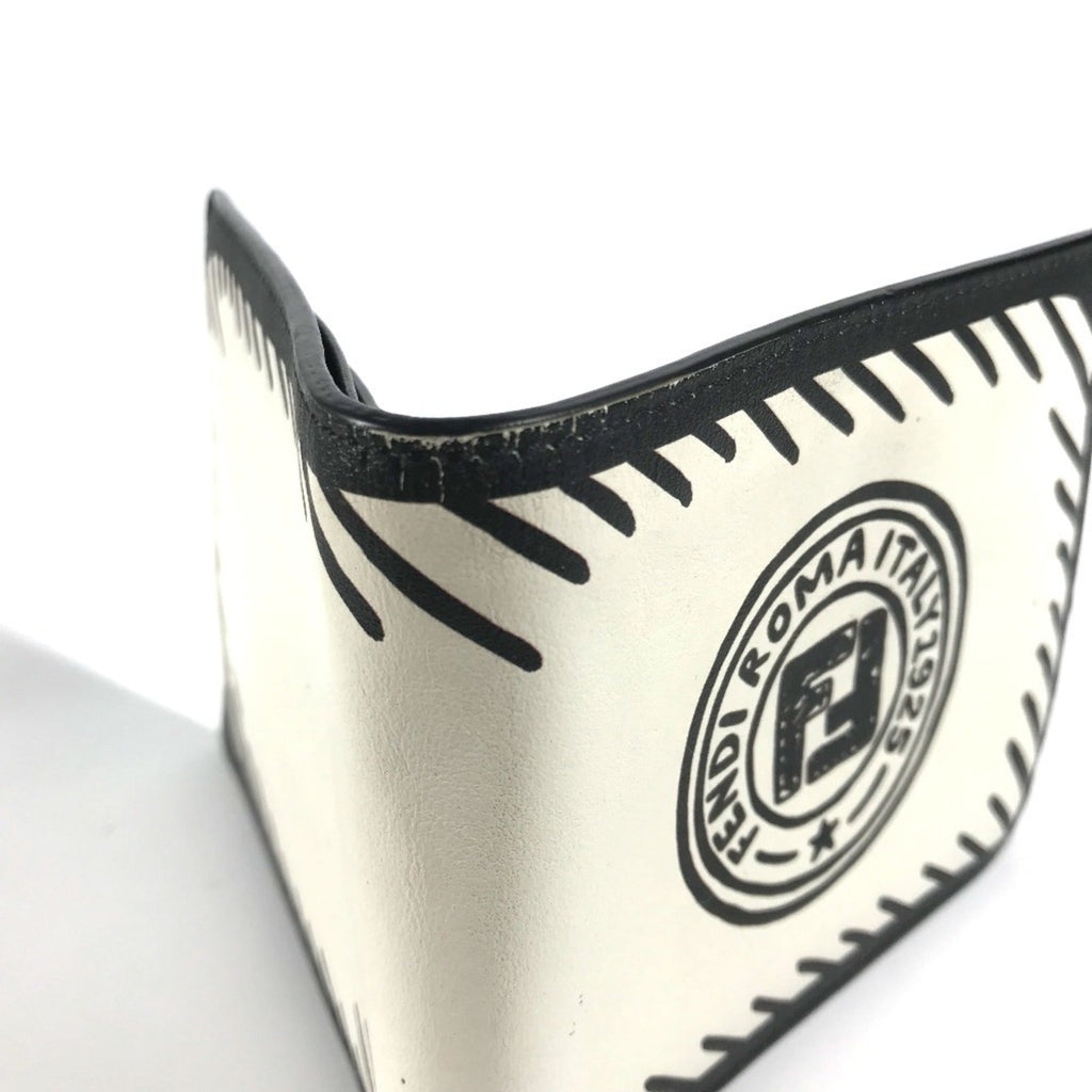 Fendi Black White Leather Bill Wallet (Bi-Fold)