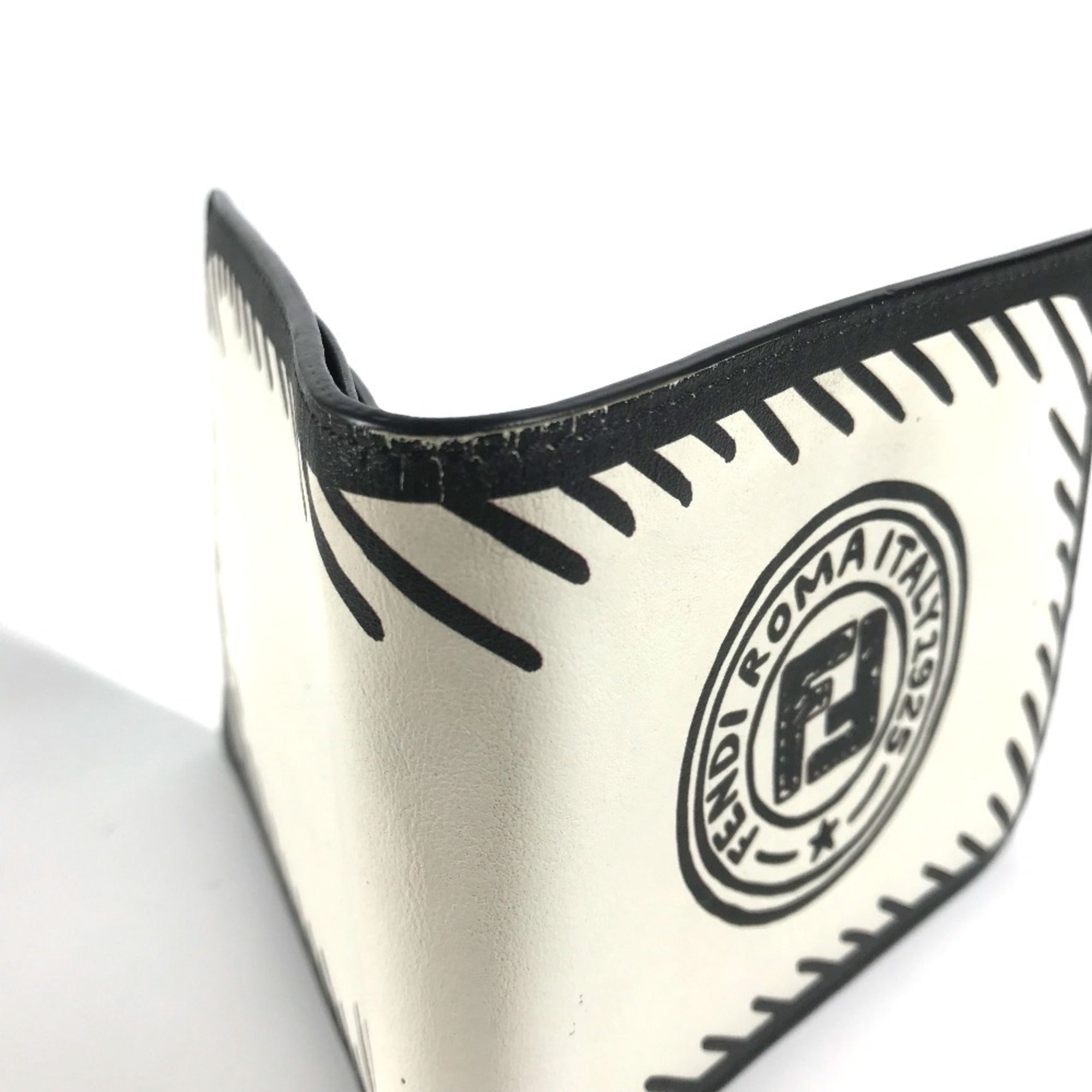 Fendi Black White Leather Bill Wallet (Bi-Fold)