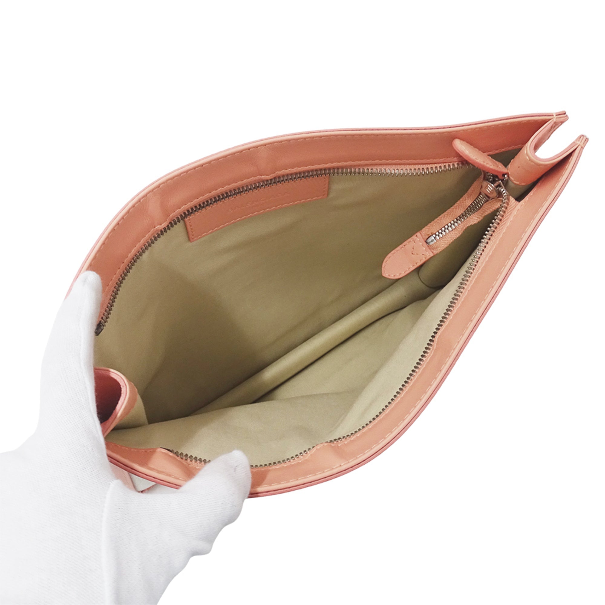 Balenciaga Pink White Canvas Clutch Bag Hand