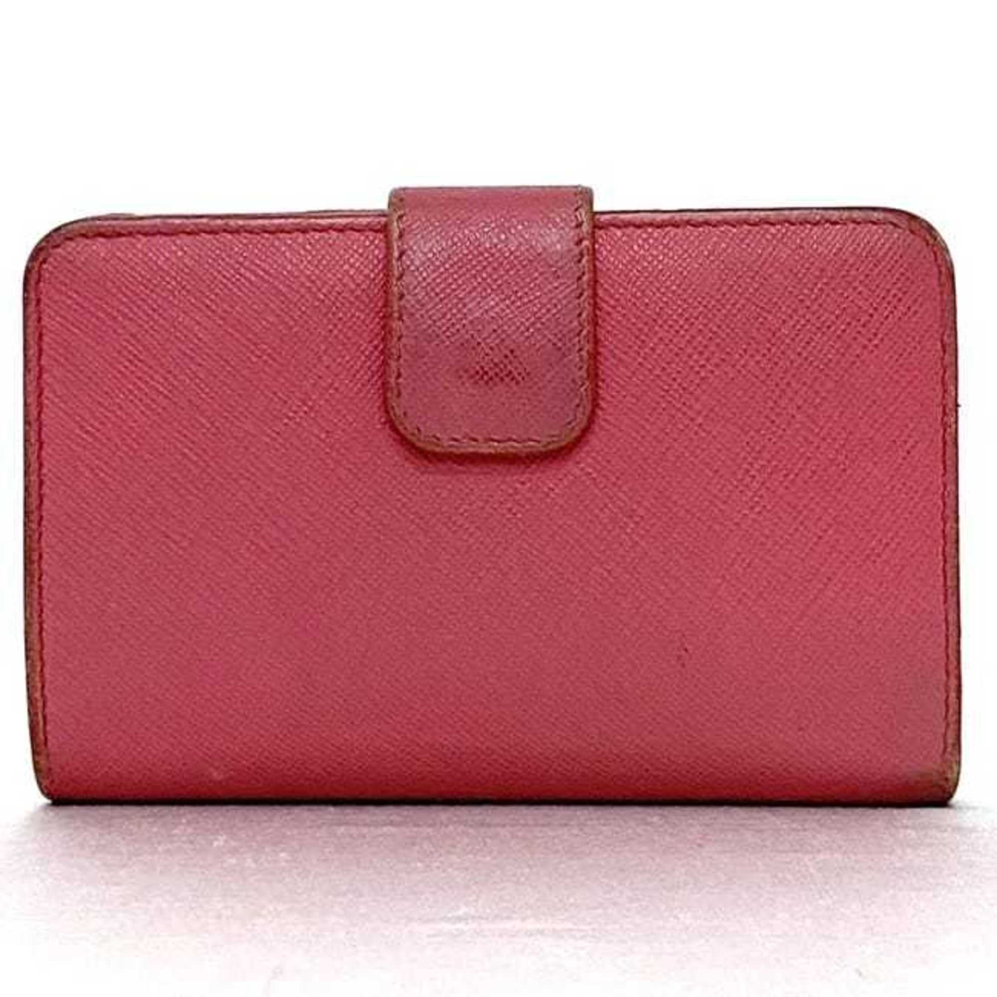 Prada Pink Saffiano Metal Wallet (Bi-Fold)