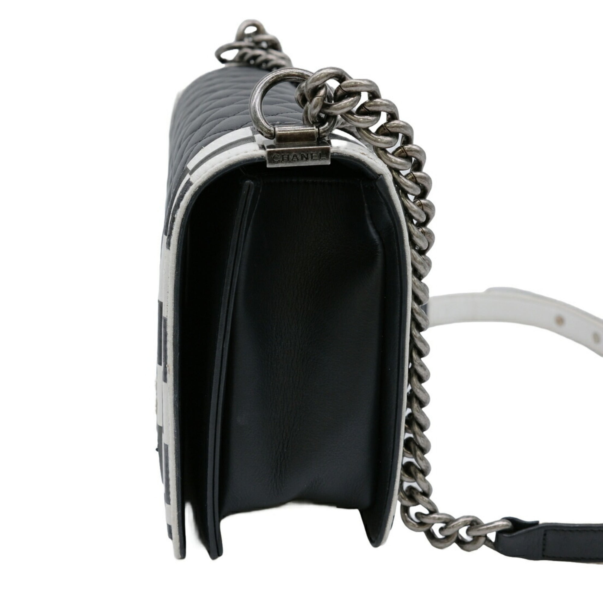 Chanel Boy Chanel Black White Leather Shoulder Bag