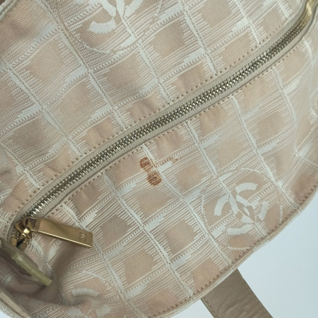 Chanel Beige Canvas Handbag Shoulder Bag Tote Bag