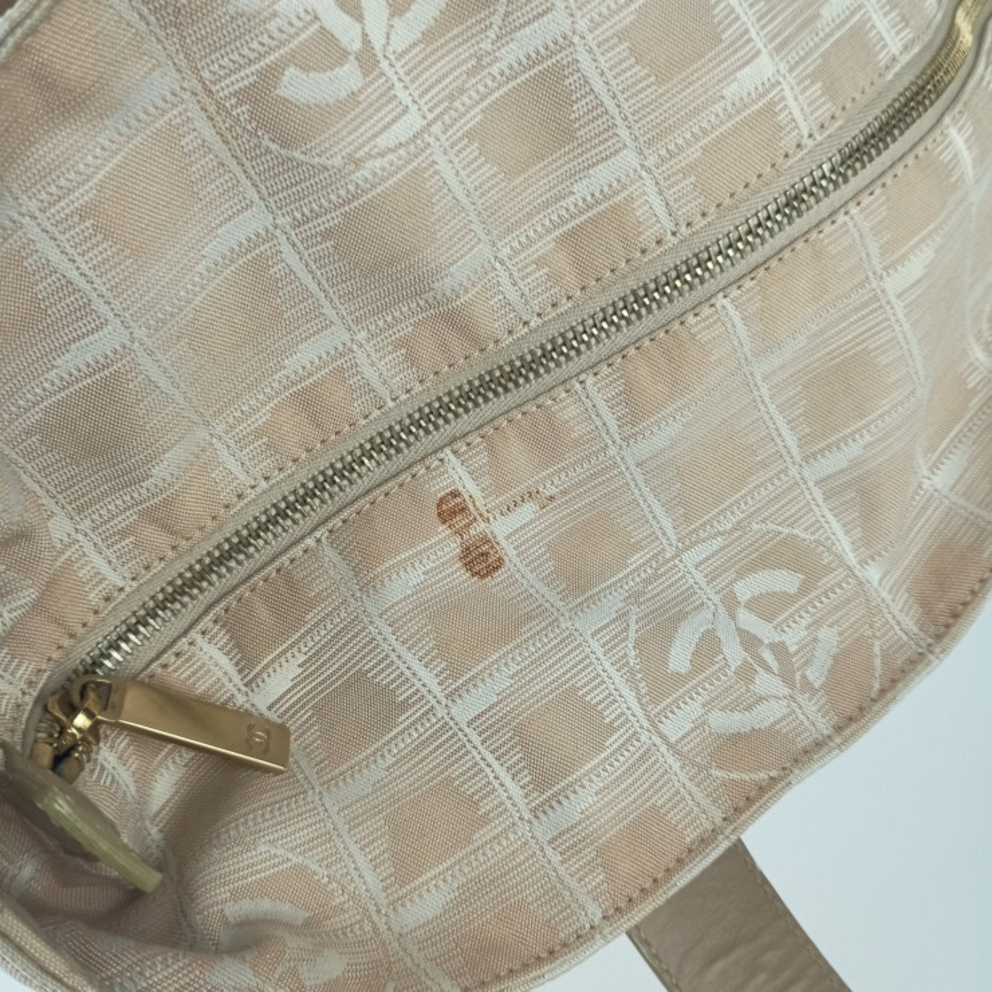 Chanel Beige Canvas Handbag Shoulder Bag Tote Bag