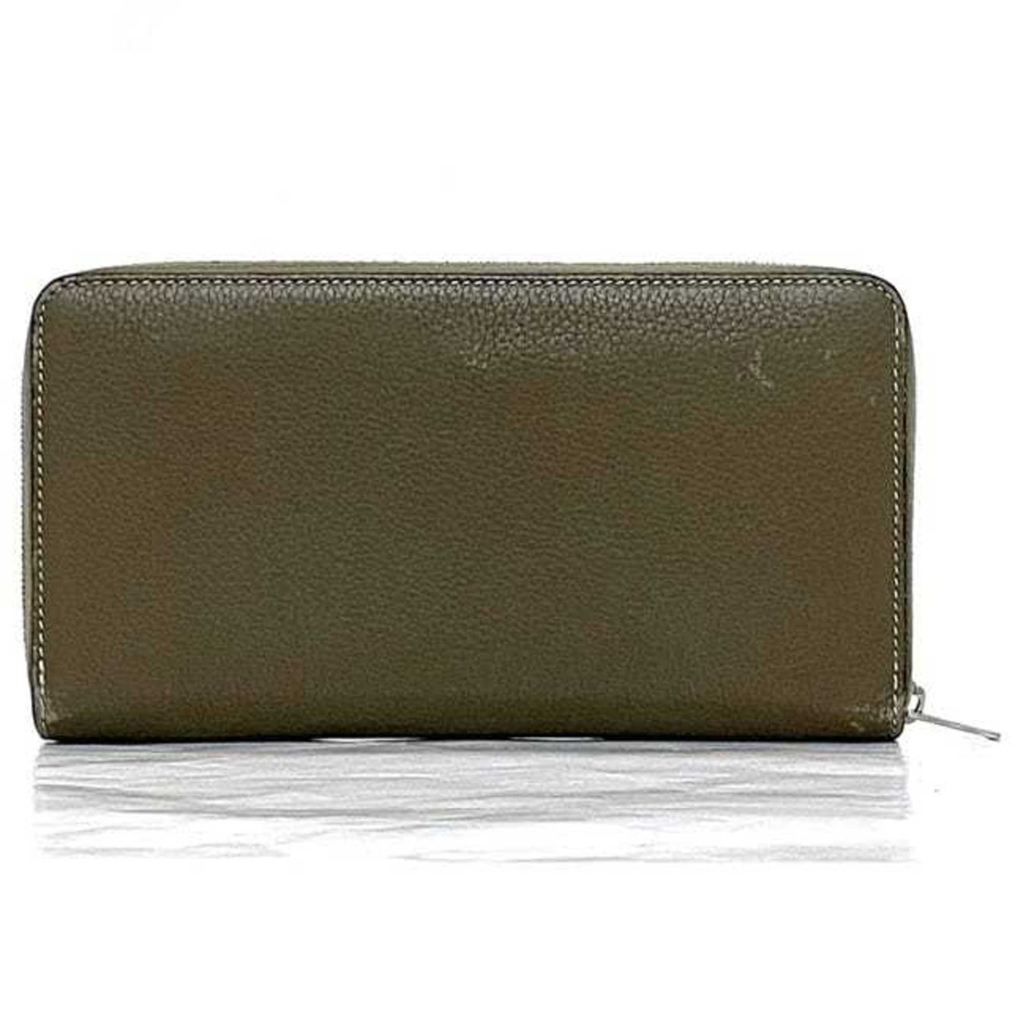Celine Grayish Leather Long Wallet (Bi-Fold)
