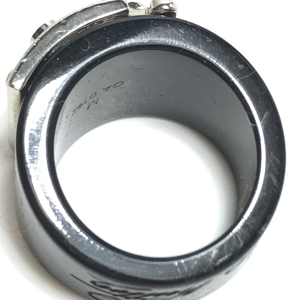 Louis Vuitton Silver Black Plastic Band Ring