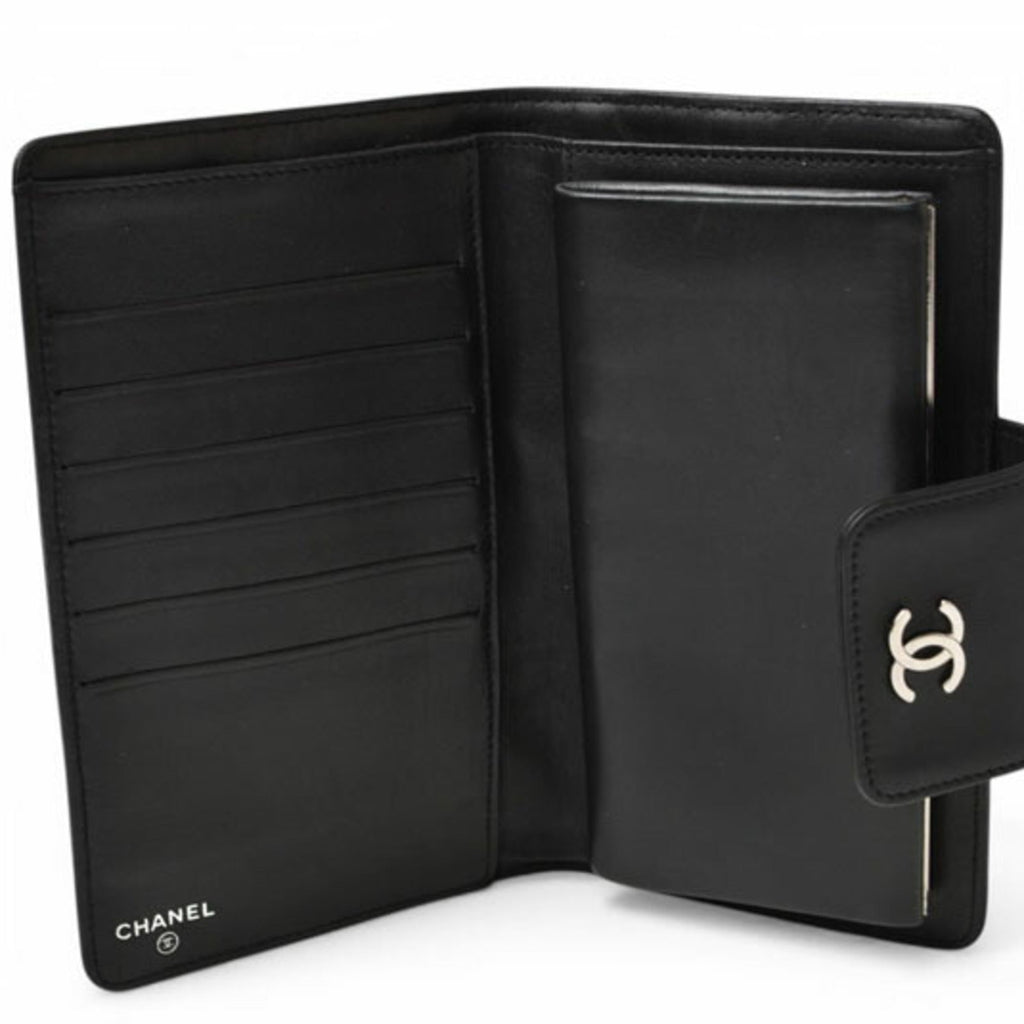 Chanel Black Leather Long Wallet (Bi-Fold)