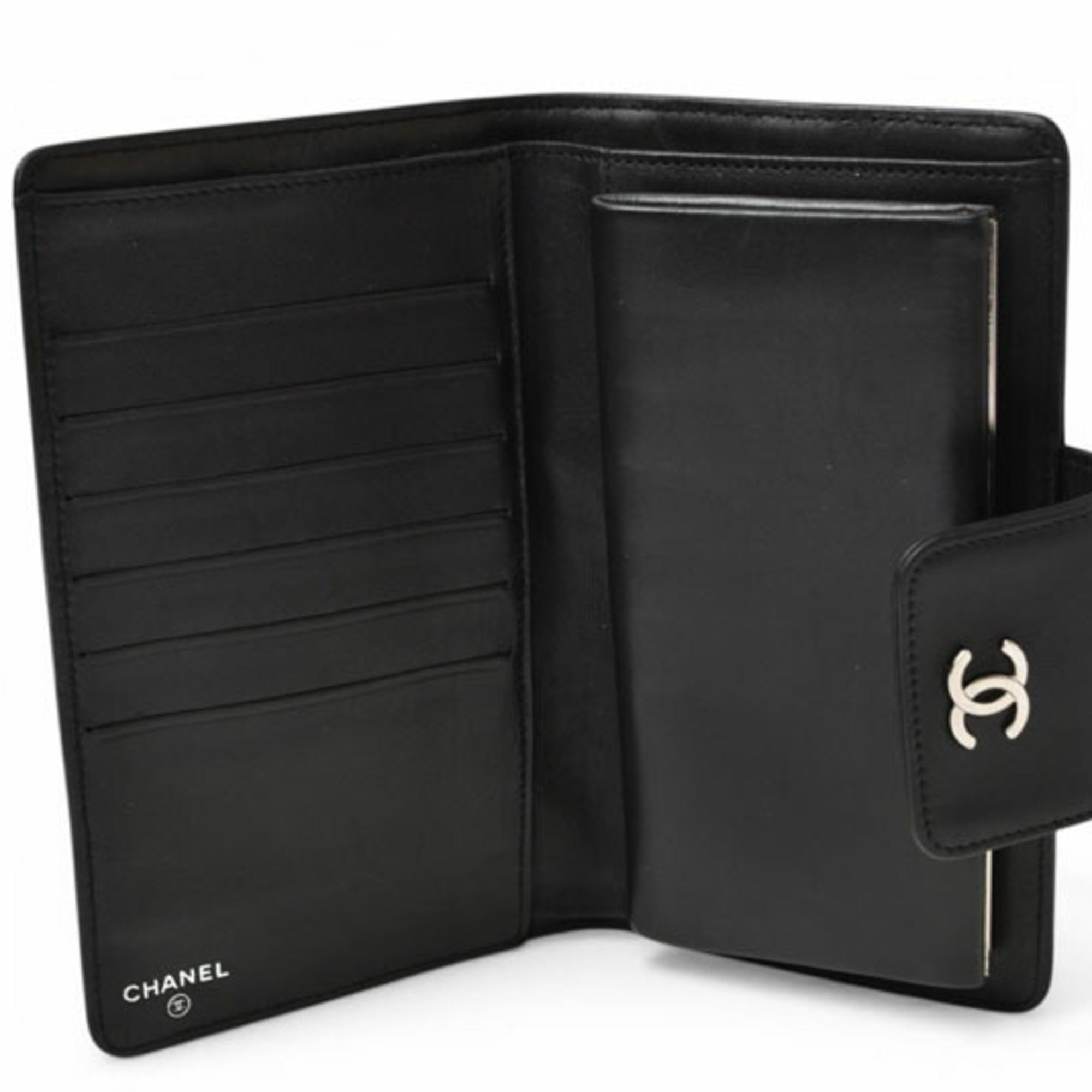 Chanel Black Leather Long Wallet (Bi-Fold)