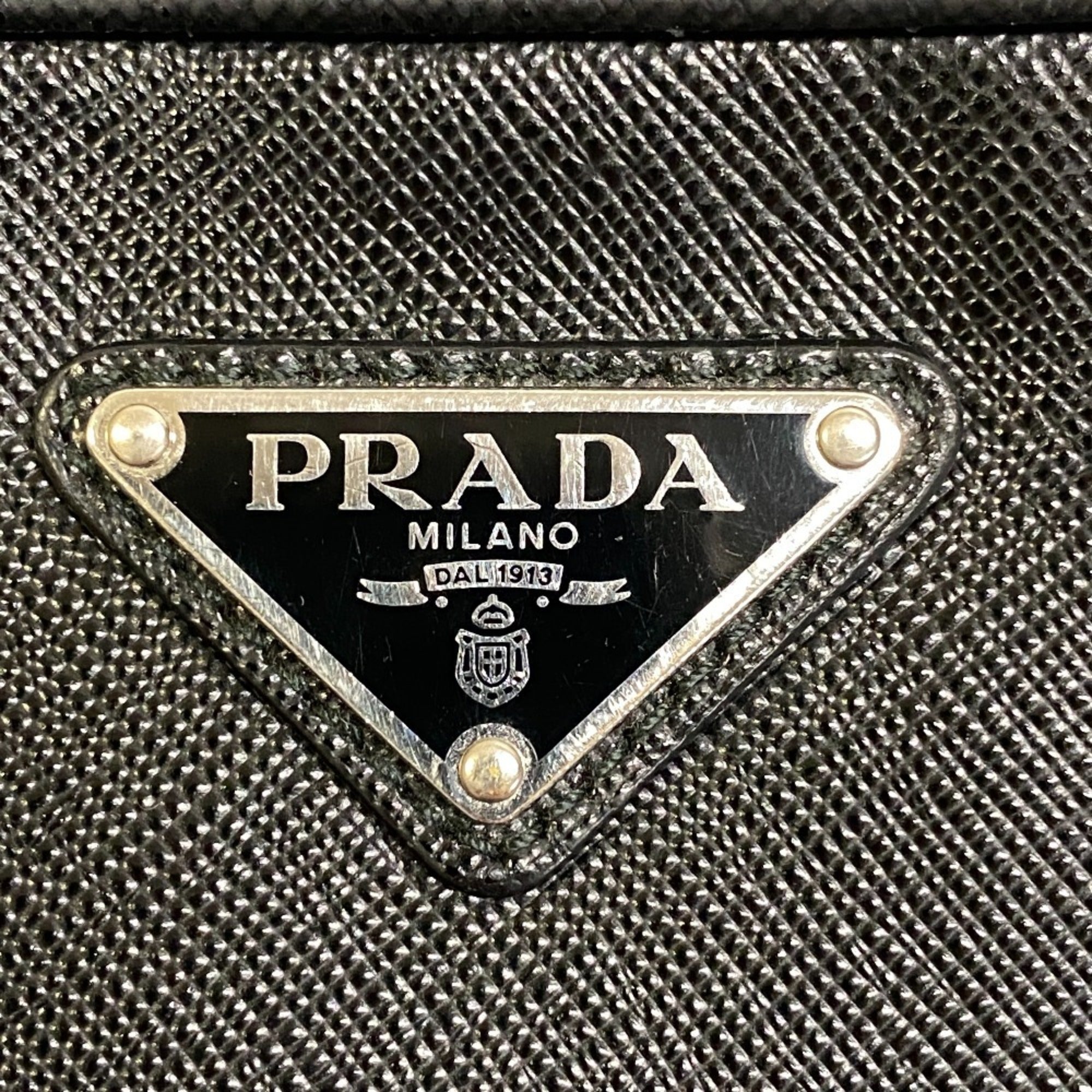 Prada Saffiano Black Leather Saffiano Triangle Beach Bag Sling Bag