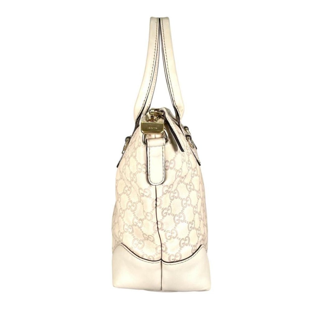 Gucci Beige Leather Shoulder Bag Tote Bag (Pre-Owned)