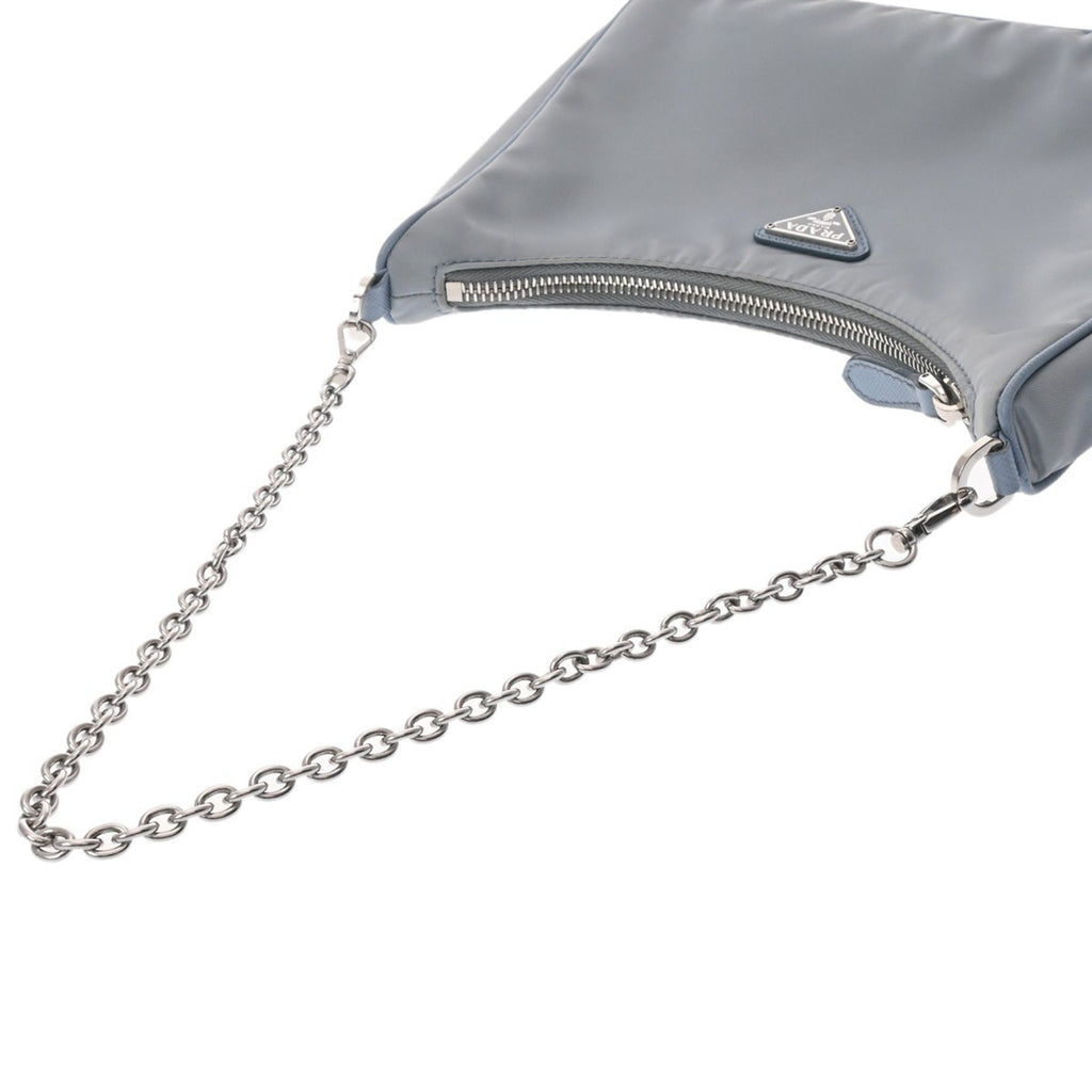Prada Blue Light Blue Gray Nylon Shoulder Bag