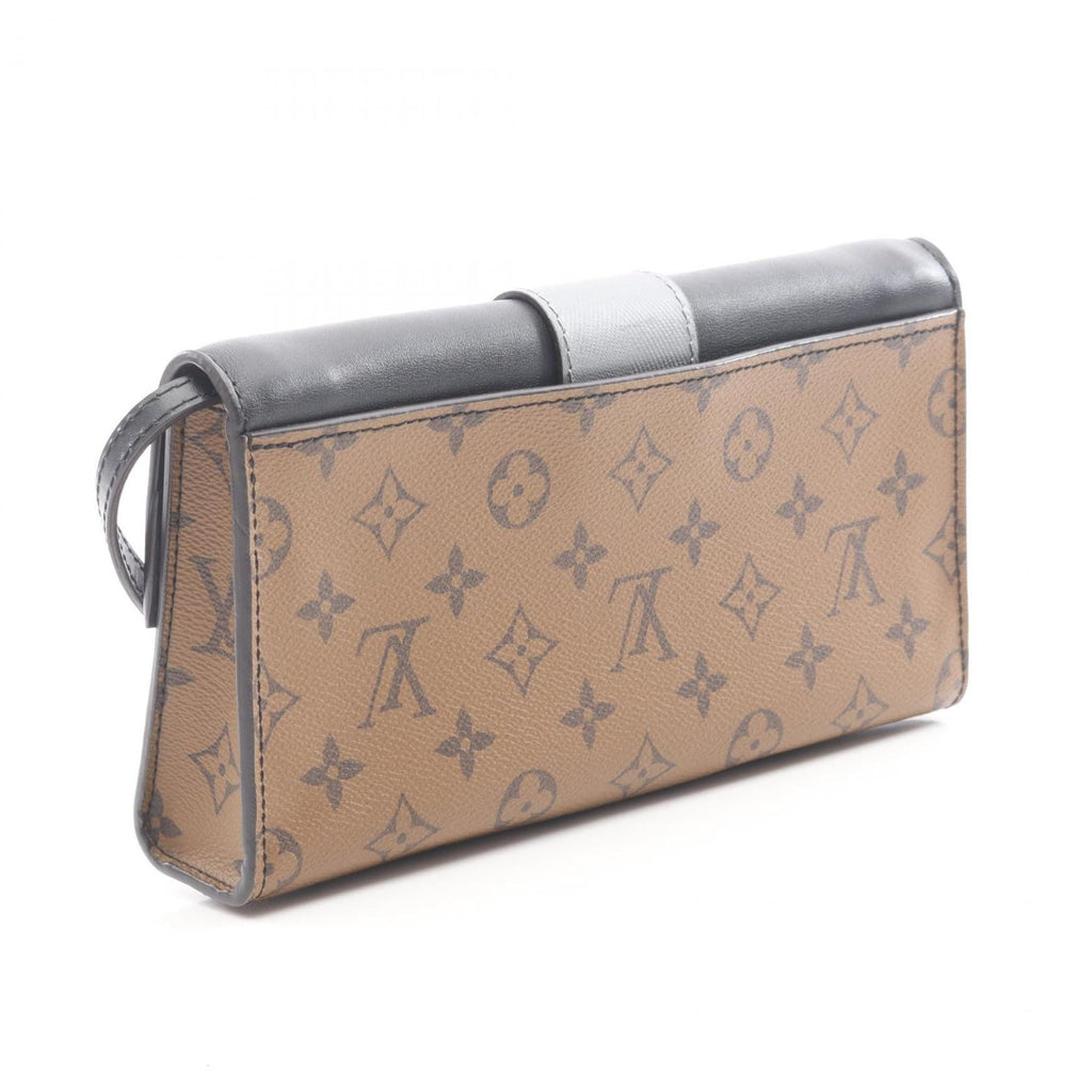 Louis Vuitton Black Brown Coated Canvas Pvc Leather Pochette Shoulder Bag