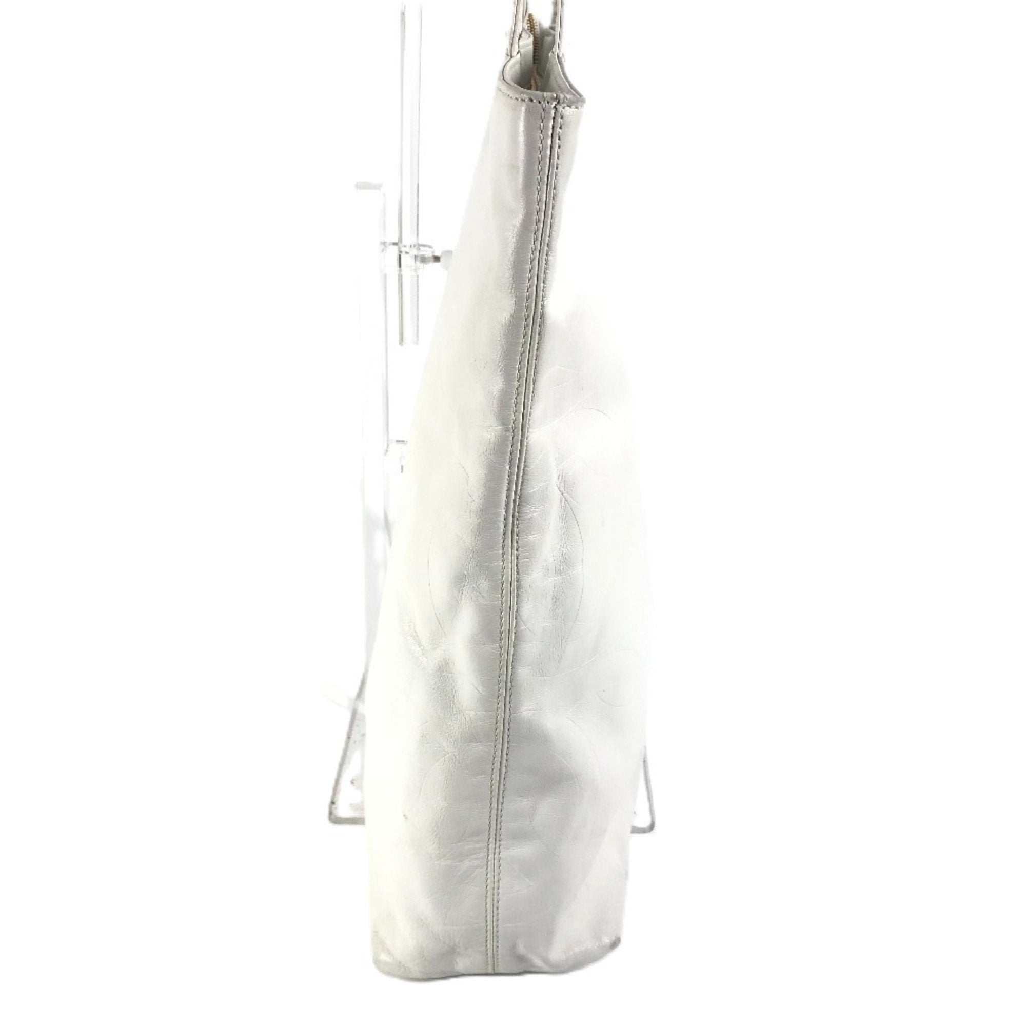 Chanel White Leather Shoulder Bag Tote Bag