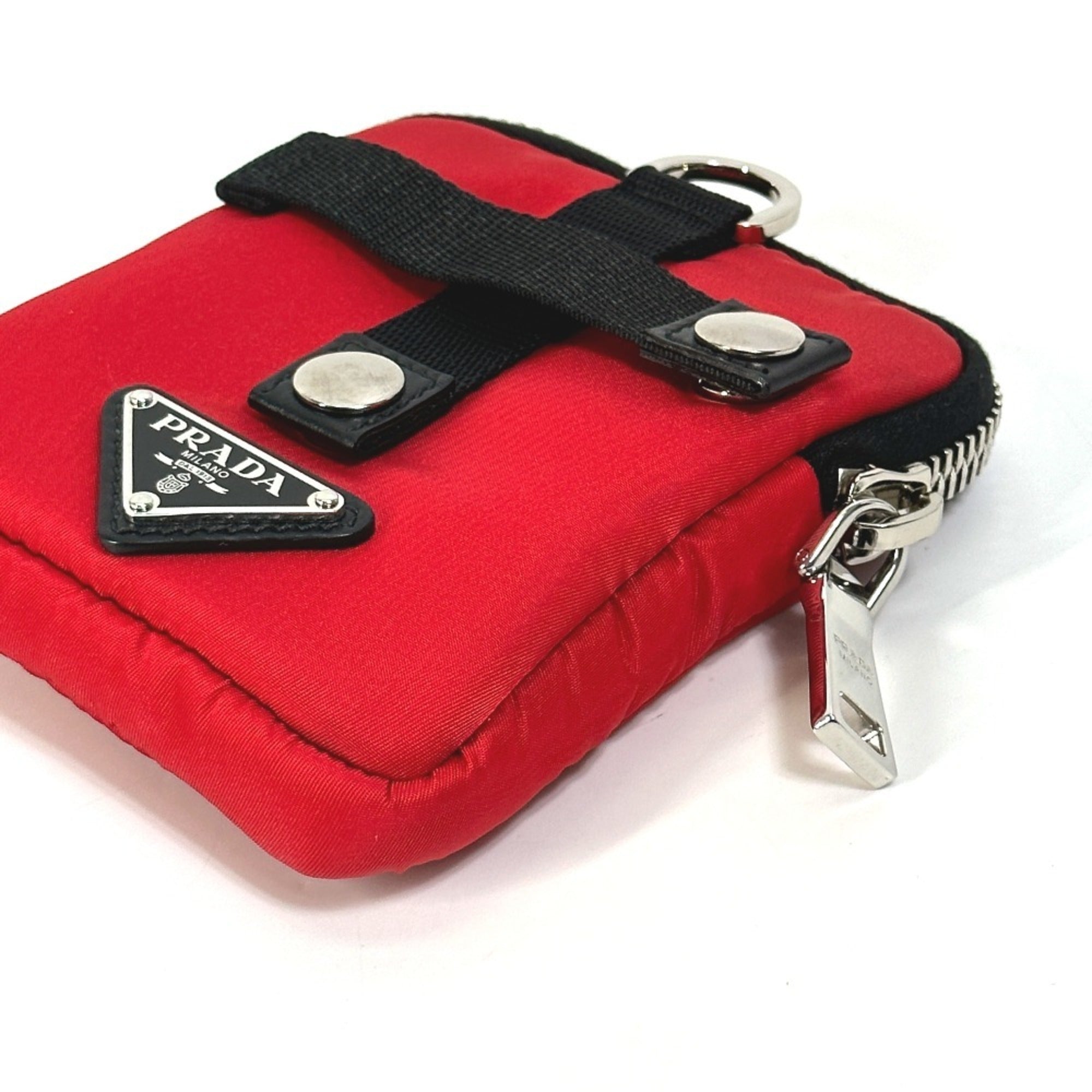 Prada Black Red Color Nylon Pouch