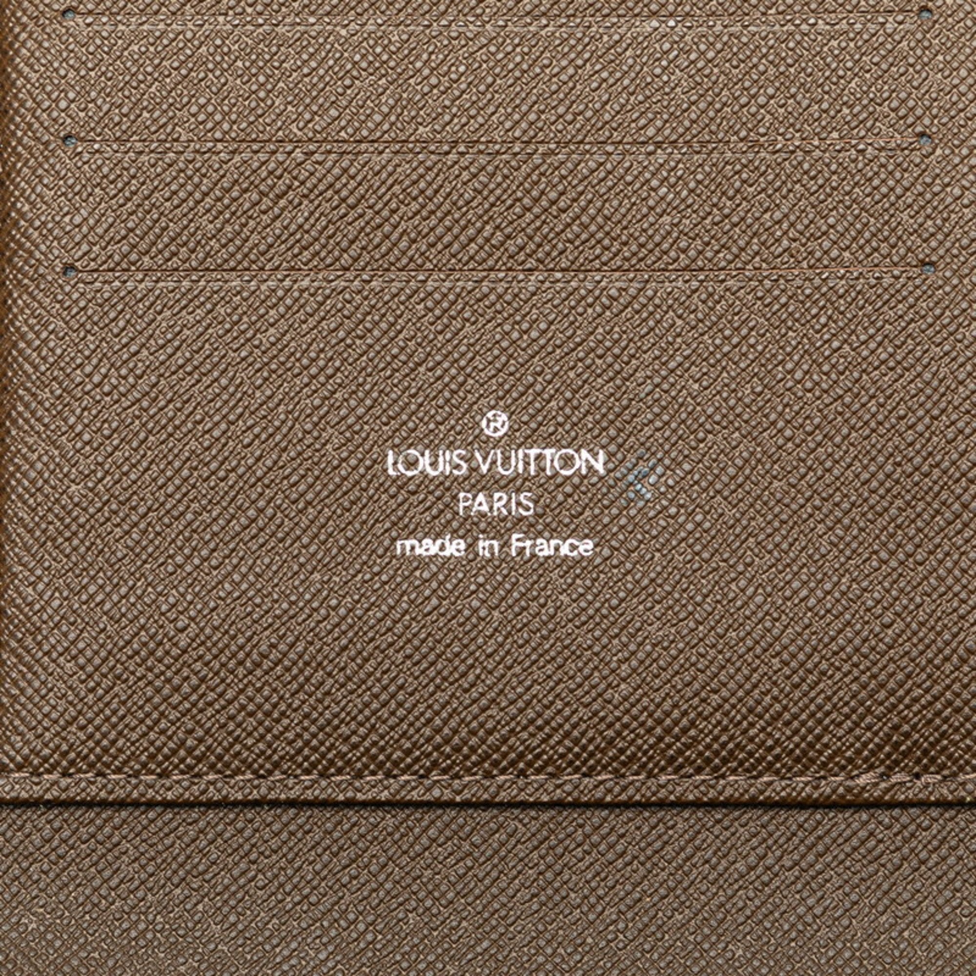 Louis Vuitton Brown Grizzly Leather Pvc Long Wallet