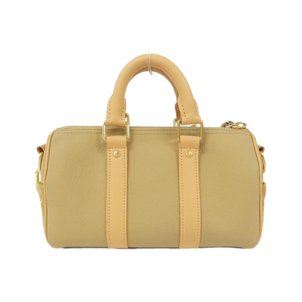 Louis Vuitton Beige Leather Coated Canvas Boston Bag