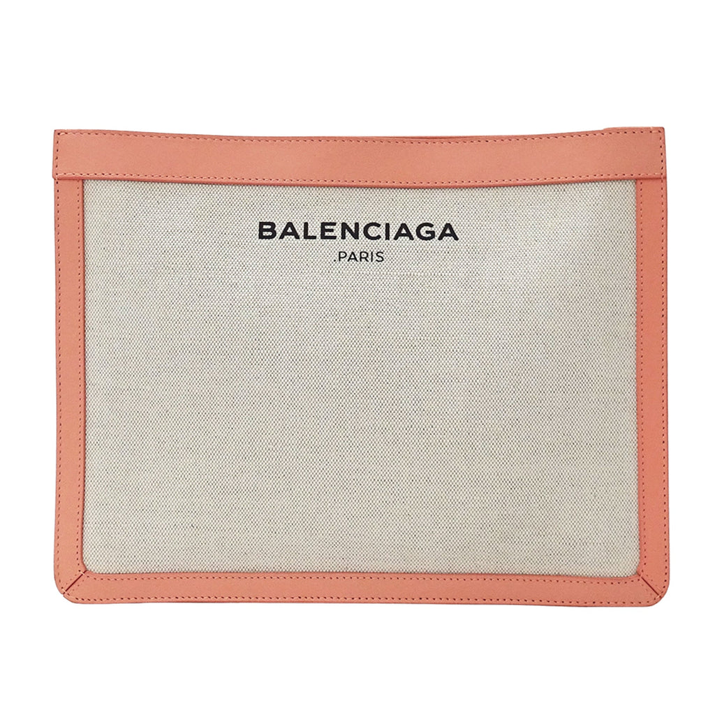 Balenciaga Pink White Canvas Clutch Bag Hand