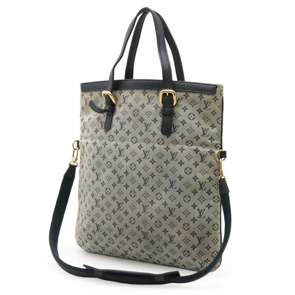 Louis Vuitton Blue Canvas Leather Handbag Shoulder Bag Tote Bag