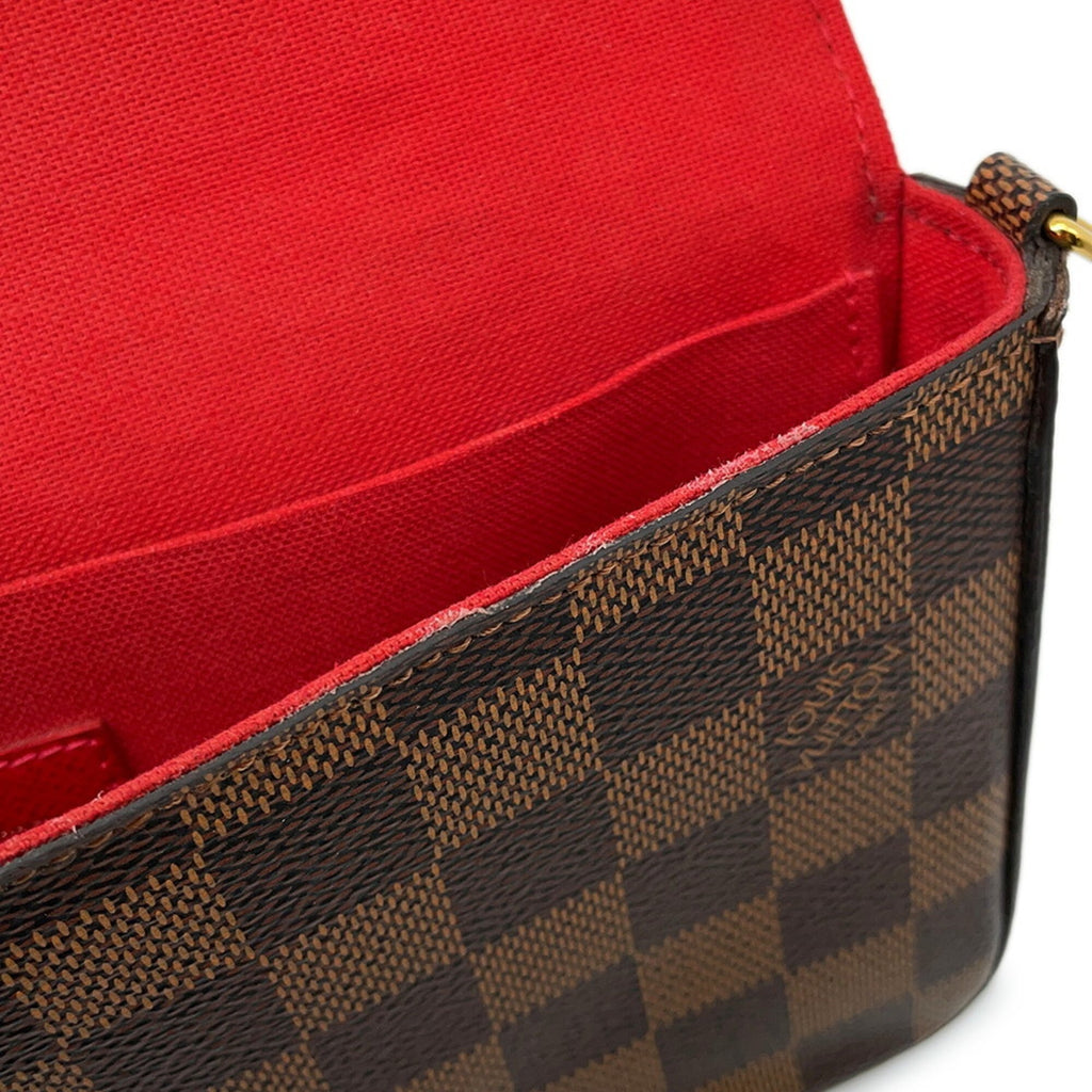 Louis Vuitton Damier Damier Canvas Ebene Red Color Pochette