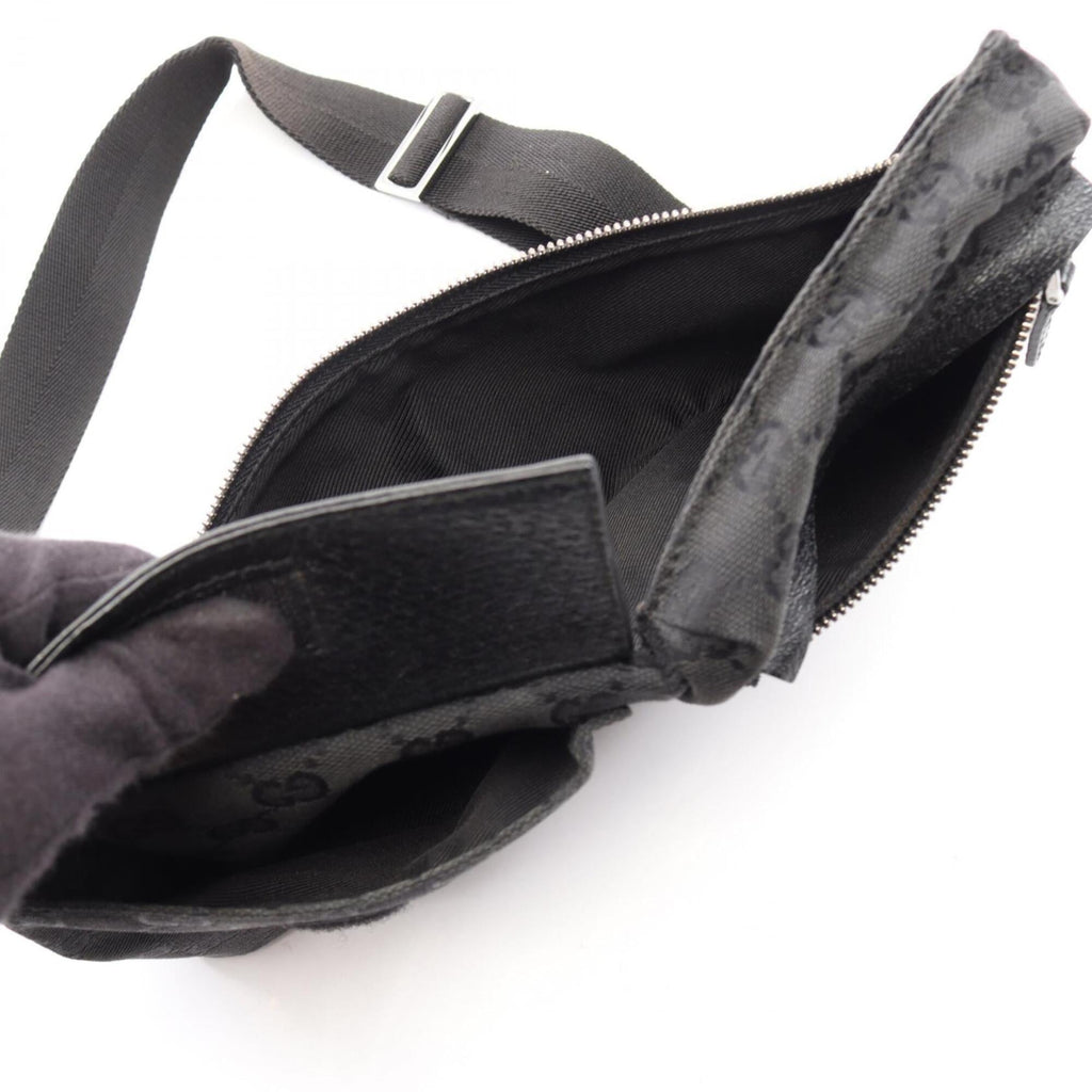 Gucci Black Canvas Leather Fanny Pack Handbag (Pre-Owned)