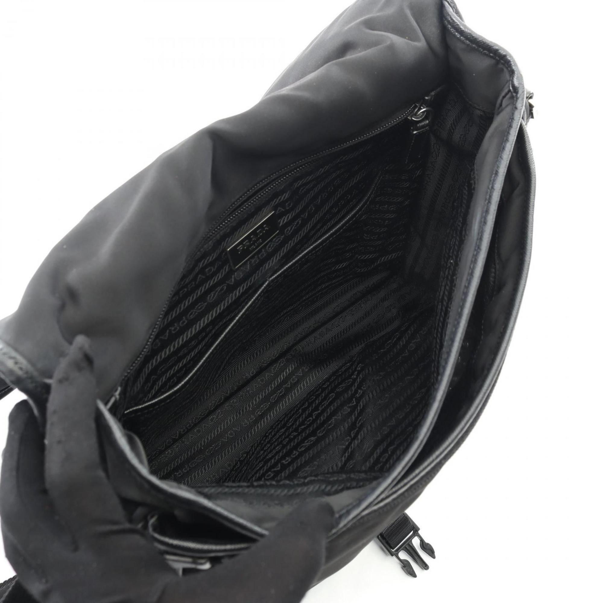 Prada Black Nylon Saffiano Triangle Shoulder Bag