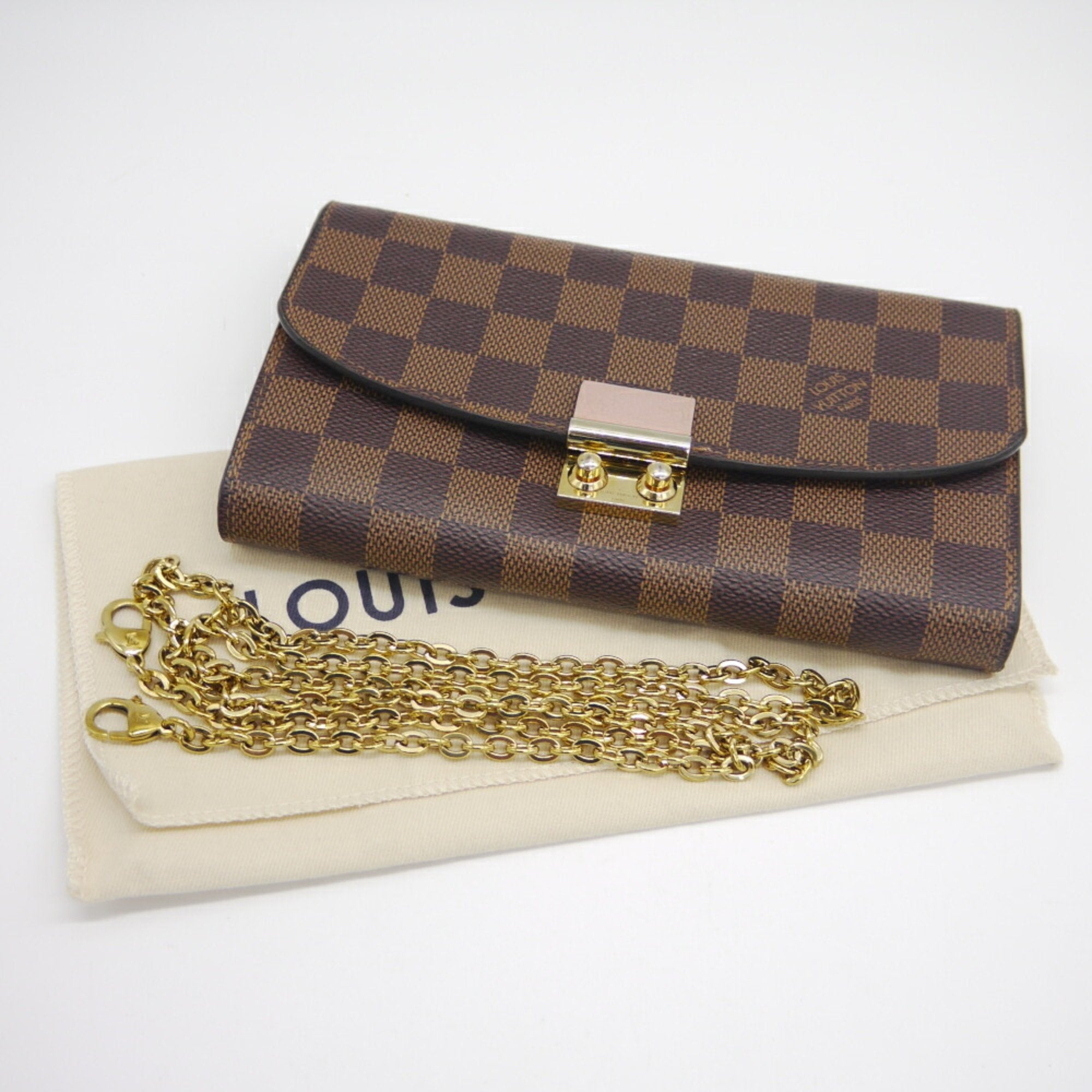 Louis Vuitton Magnolia Damier Canvas Leather Chain/Shoulder Wallet