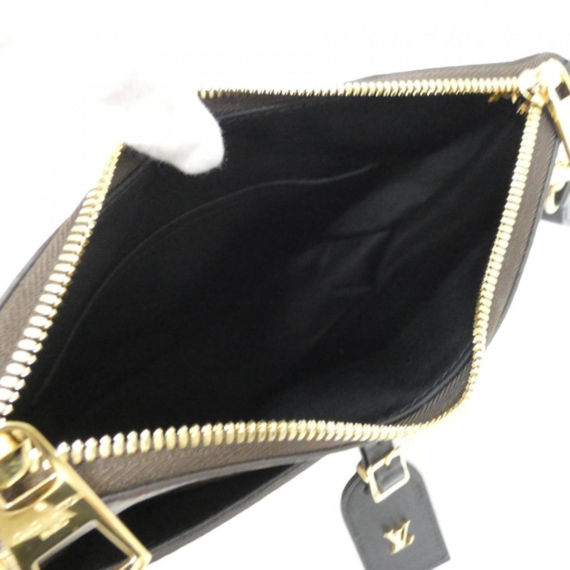 Louis Vuitton Black Brown Coated Canvas Shoulder Bag
