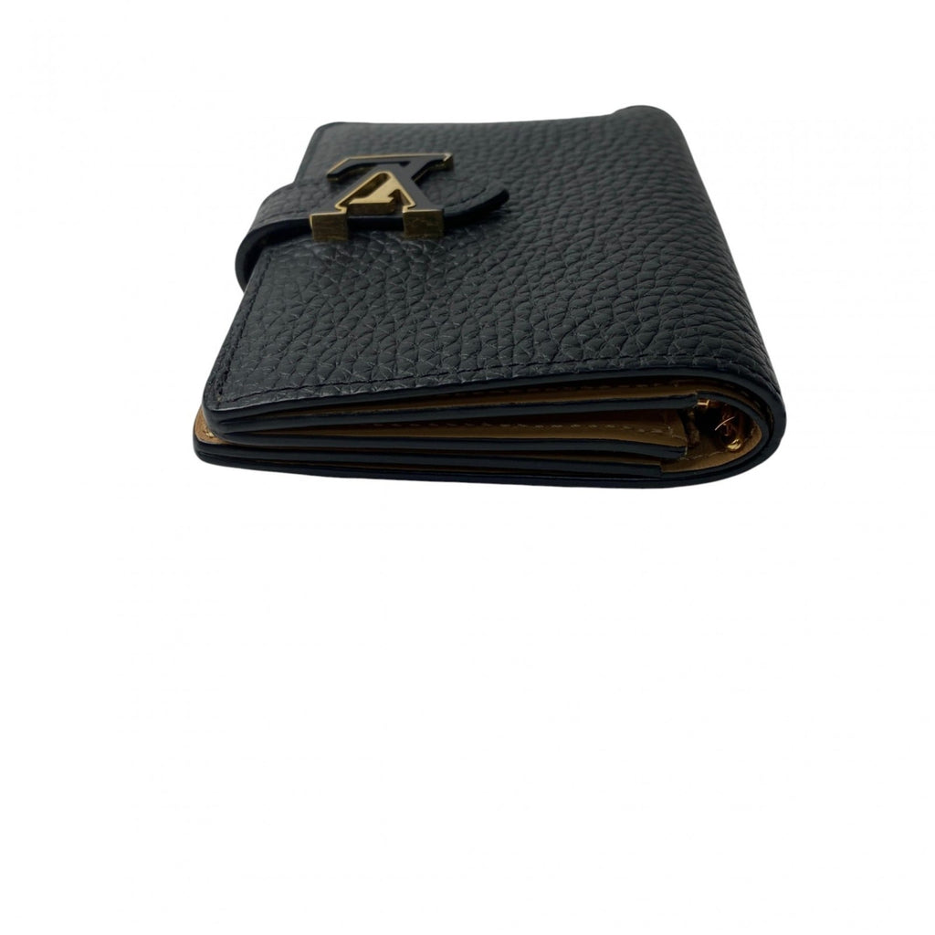 Louis Vuitton Beige Black Leather Wallet