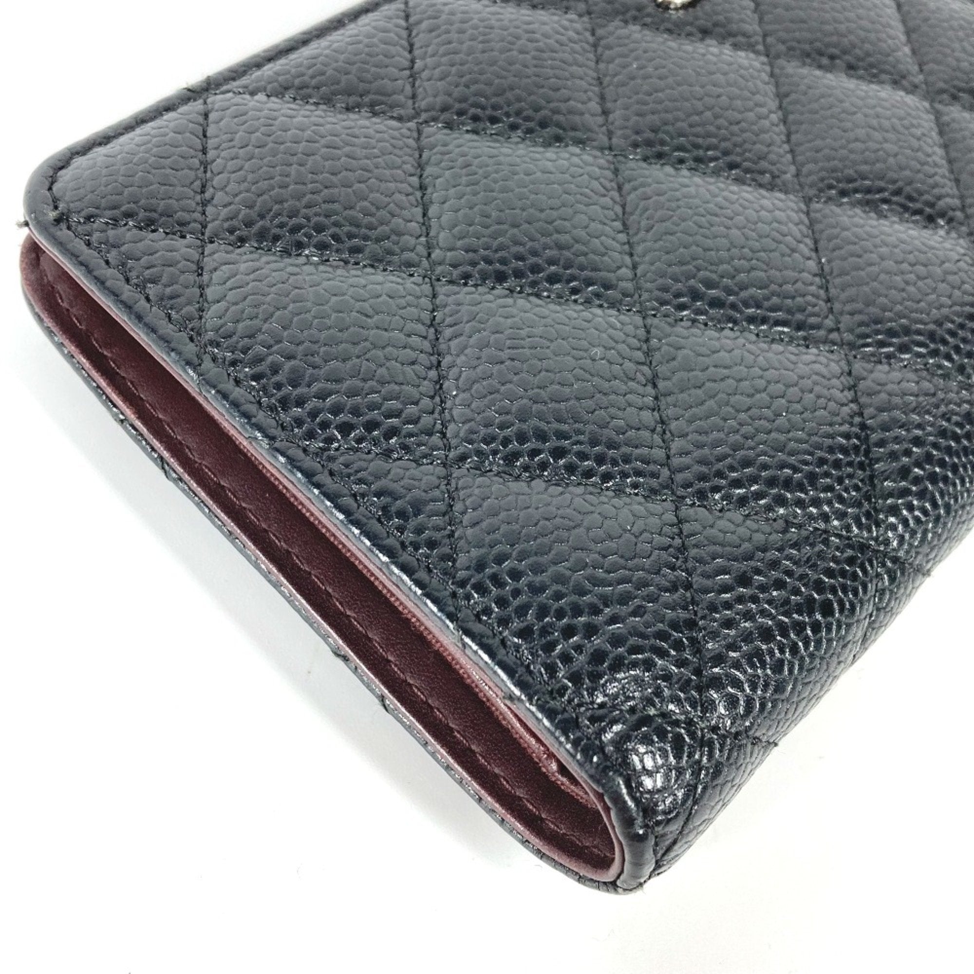 Chanel Black Leather Long Wallet (Bi-Fold)