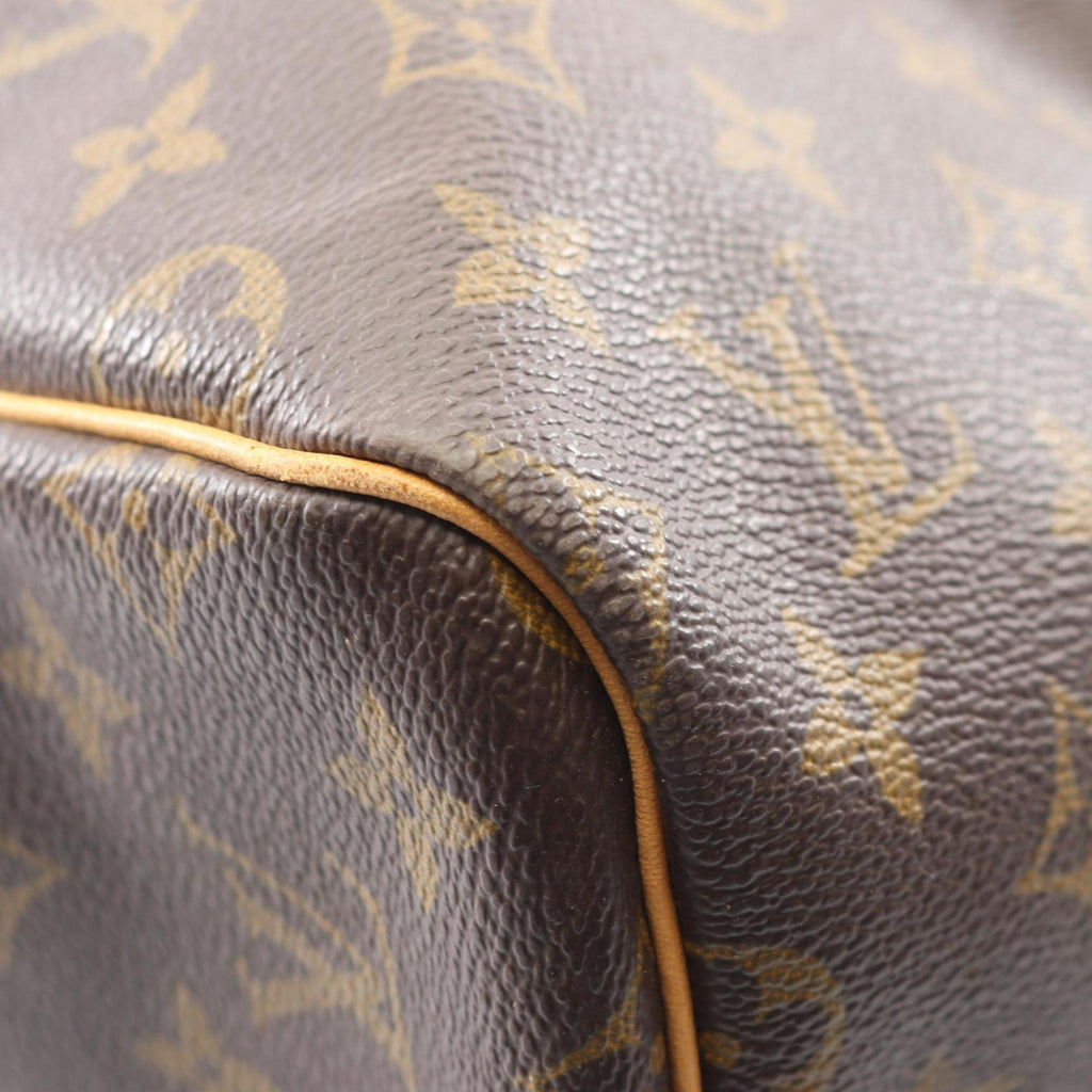 Louis Vuitton Brown Coated Canvas Leather Monogram Boston Bag