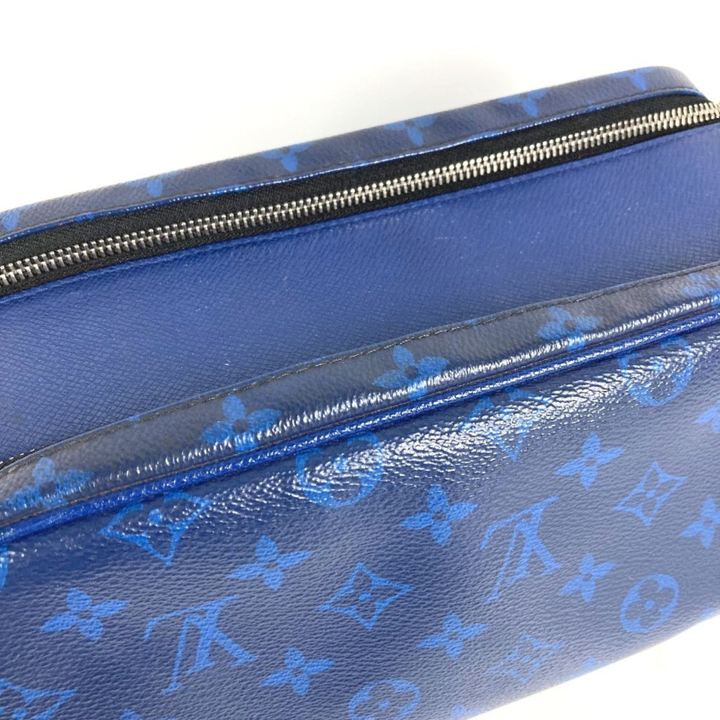Louis Vuitton Blue Taiga Leather Monogram Canvas Leather Clutch Bag Handbag Pouch