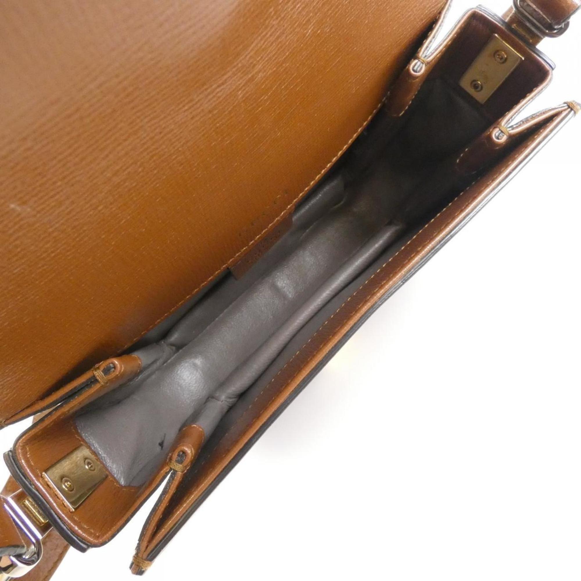 Gucci Brown Leather Shoulder Bag (Pre-Owned)