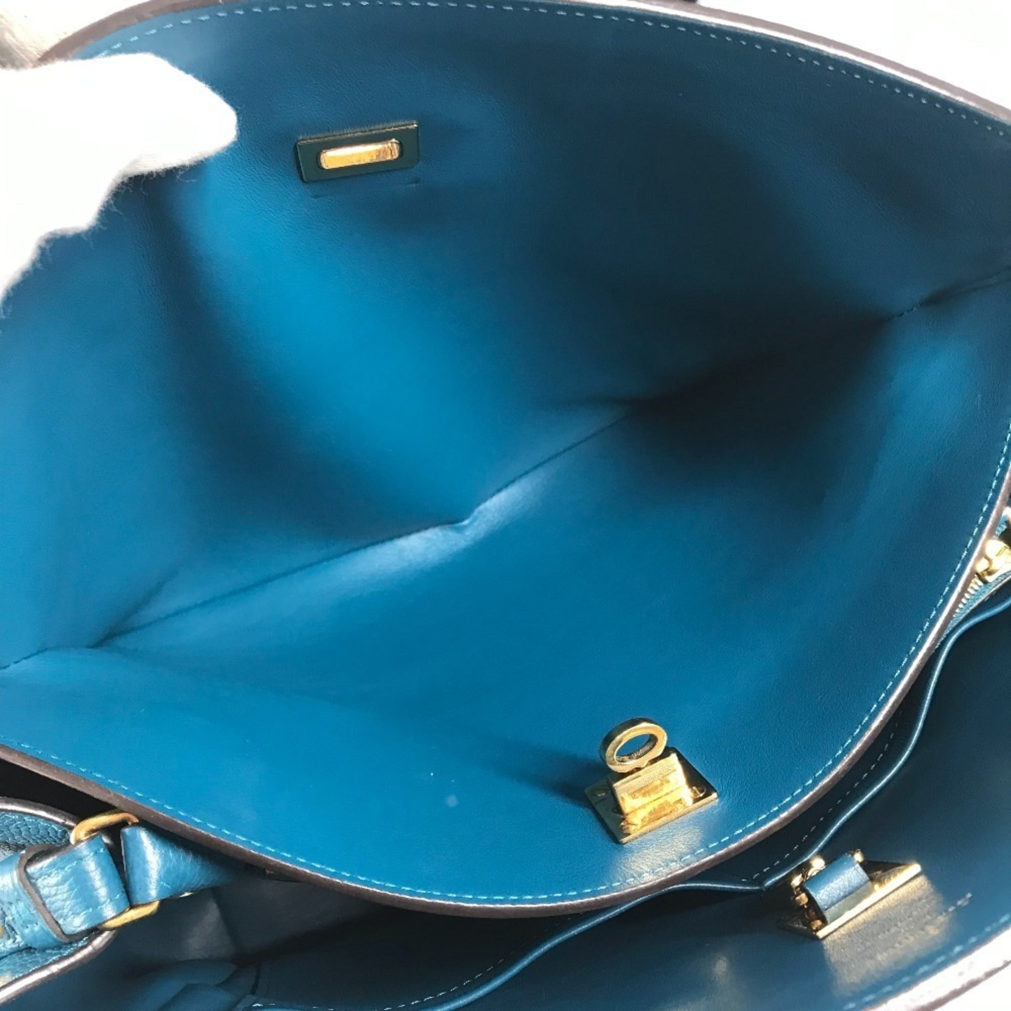 Louis Vuitton Blue Leather Shoulder Bag Tote Bag